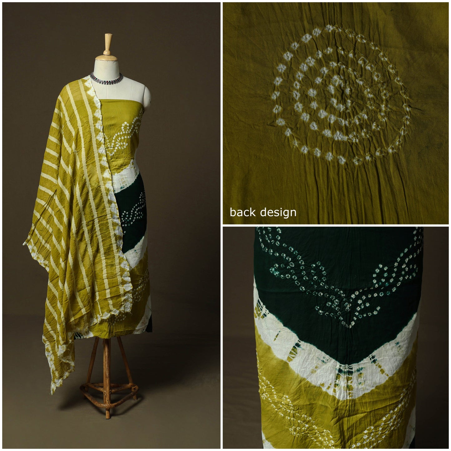 Kutch tie-dye satin cotton bandhani 3pc unstitched dress