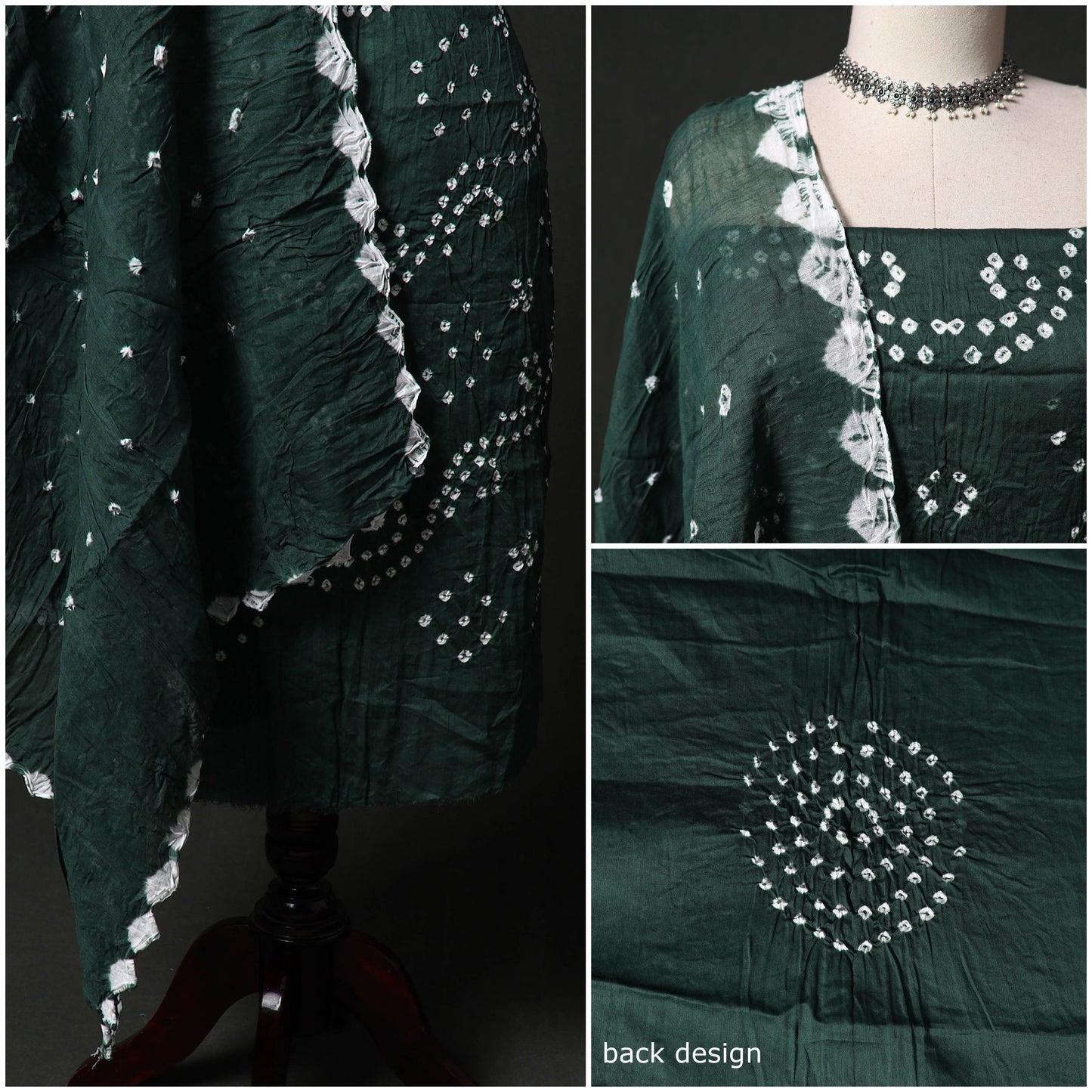 Kutch tie-dye satin cotton bandhani 3pc unstitched dress