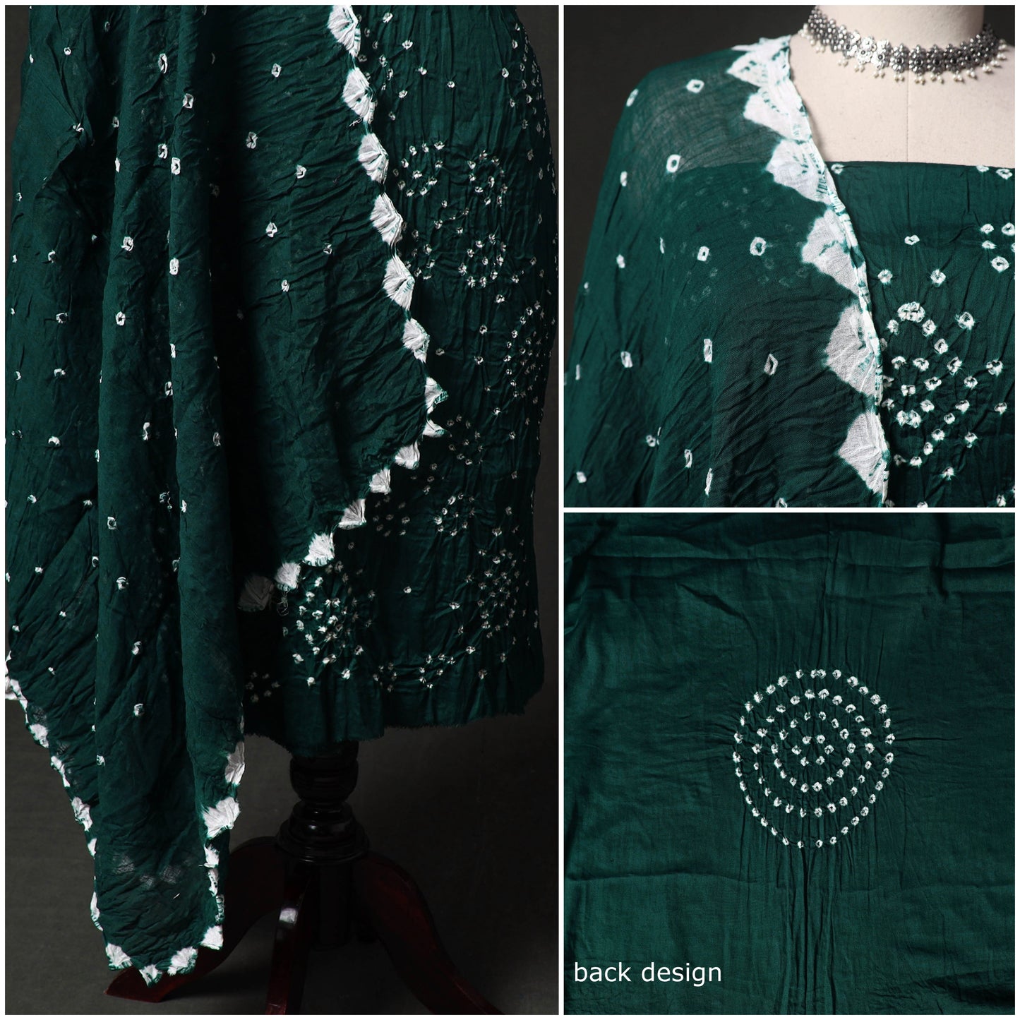 Kutch tie-dye satin cotton bandhani 3pc unstitched dress