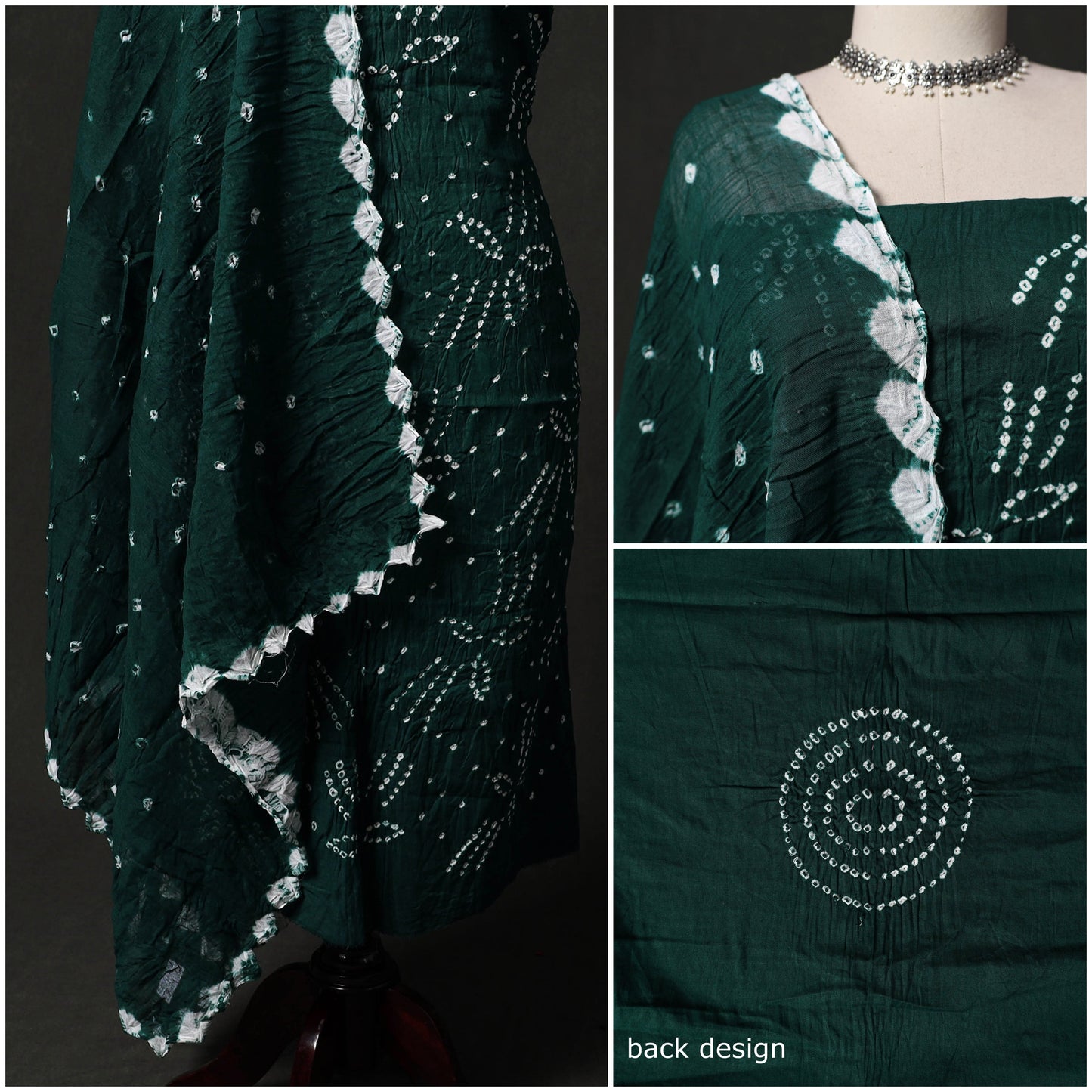 Kutch tie-dye satin cotton bandhani 3pc unstitched dress
