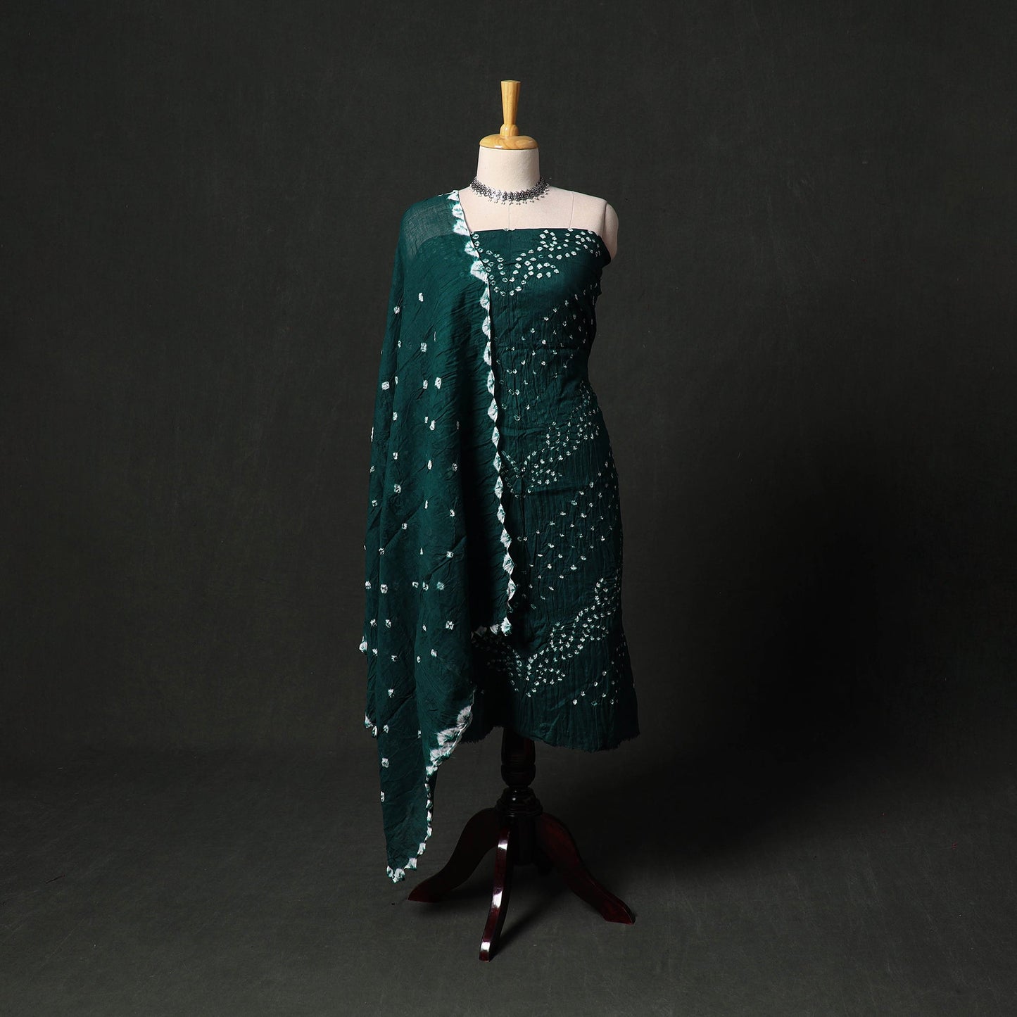 Kutch tie-dye satin cotton bandhani 3pc unstitched dress