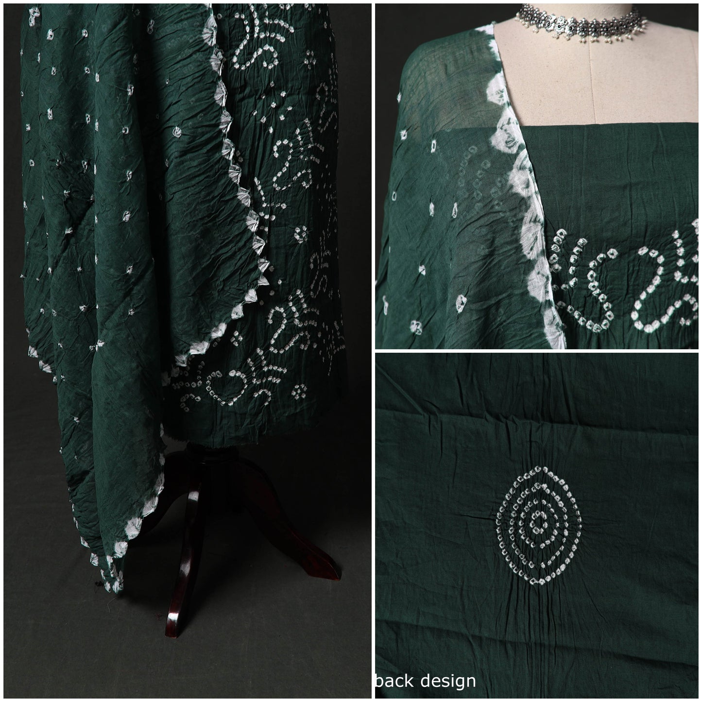 Kutch tie-dye satin cotton bandhani 3pc unstitched dress