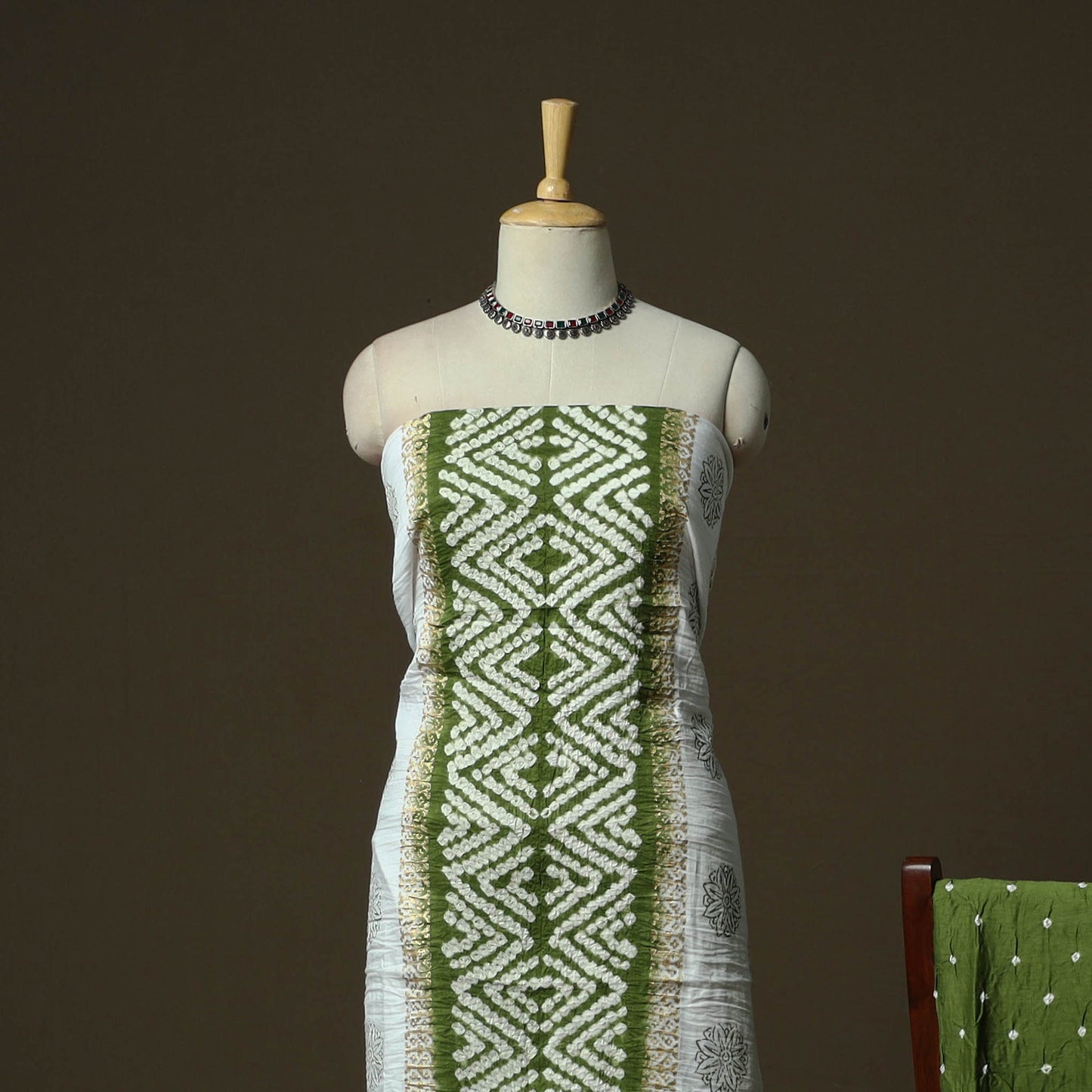 Kutch tie-dye satin cotton bandhani 3pc unstitched dress