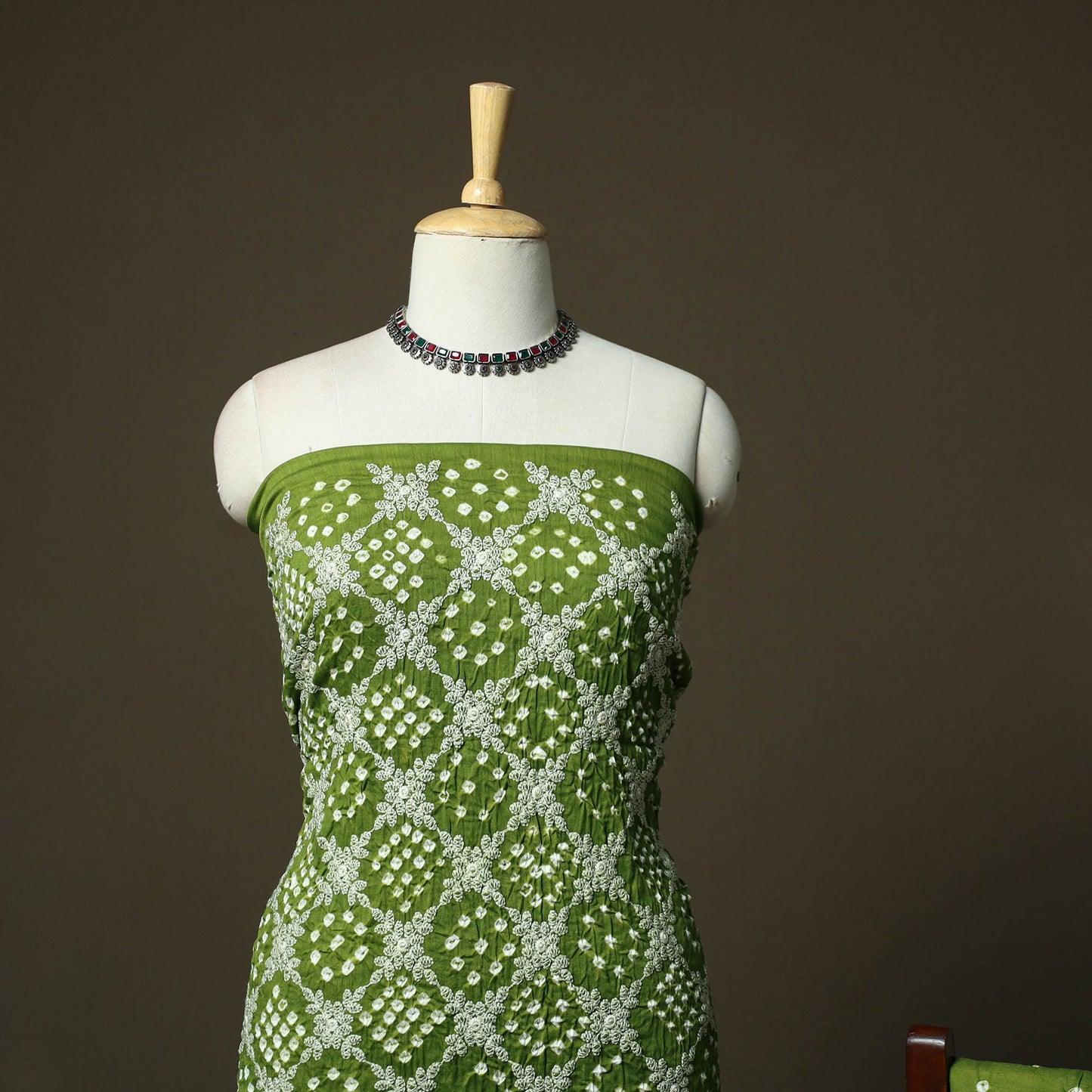 Kutch tie-dye satin cotton bandhani 3pc unstitched dress