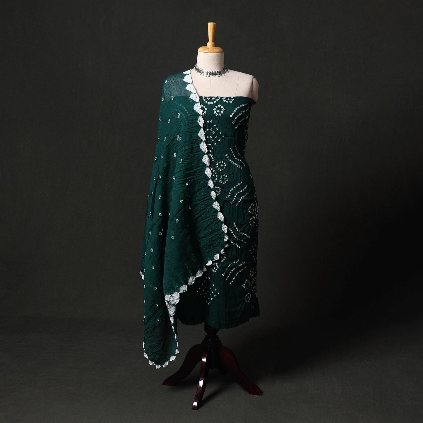 Kutch tie-dye satin cotton bandhani 3pc unstitched dress