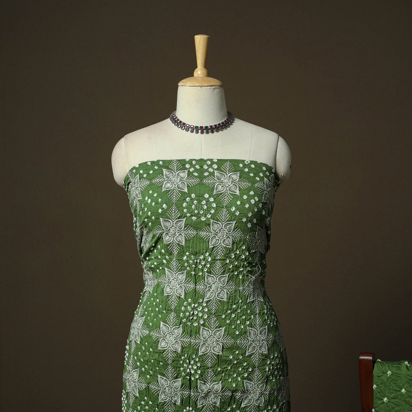 Kutch tie-dye satin cotton bandhani 3pc unstitched dress