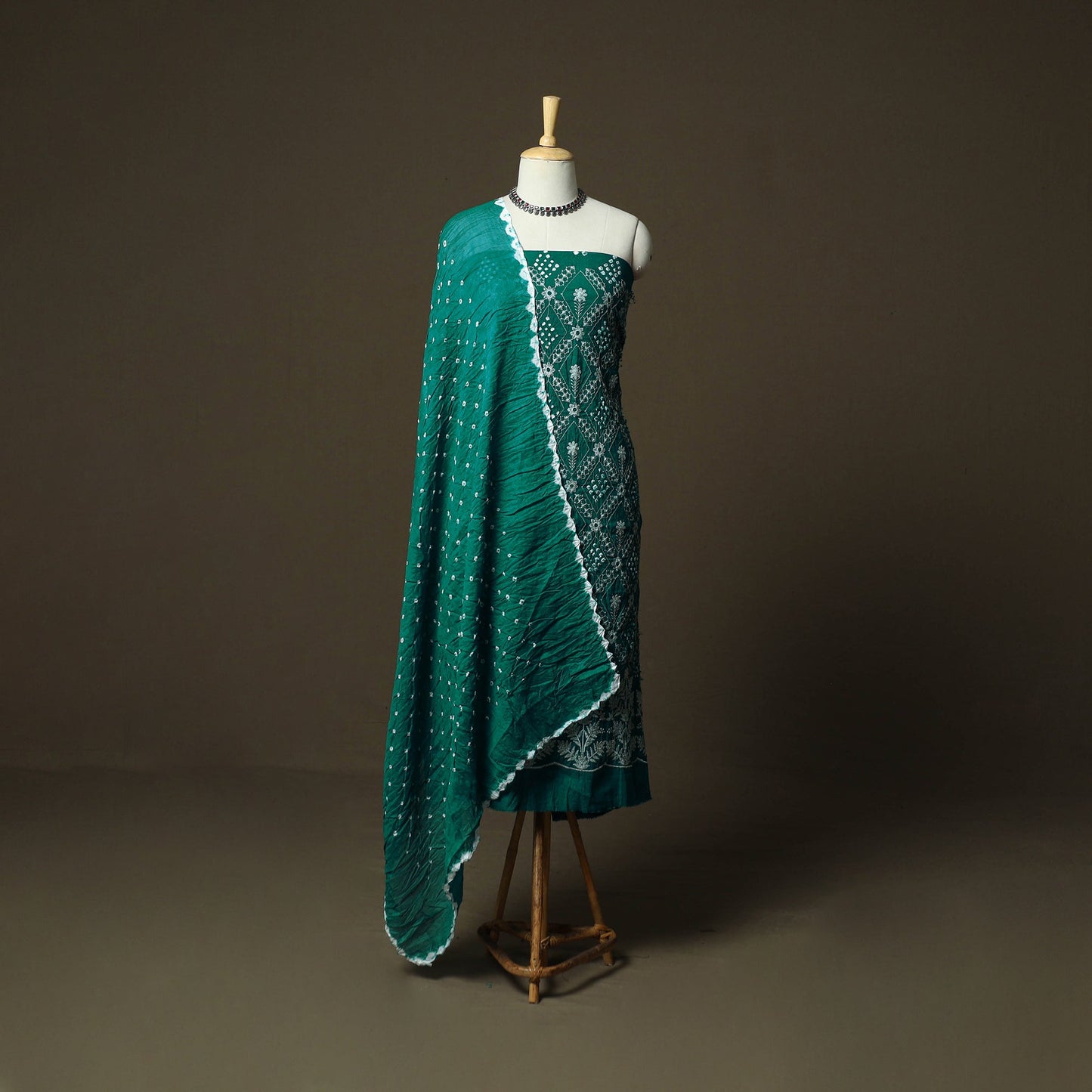 Kutch tie-dye satin cotton bandhani 3pc unstitched dress