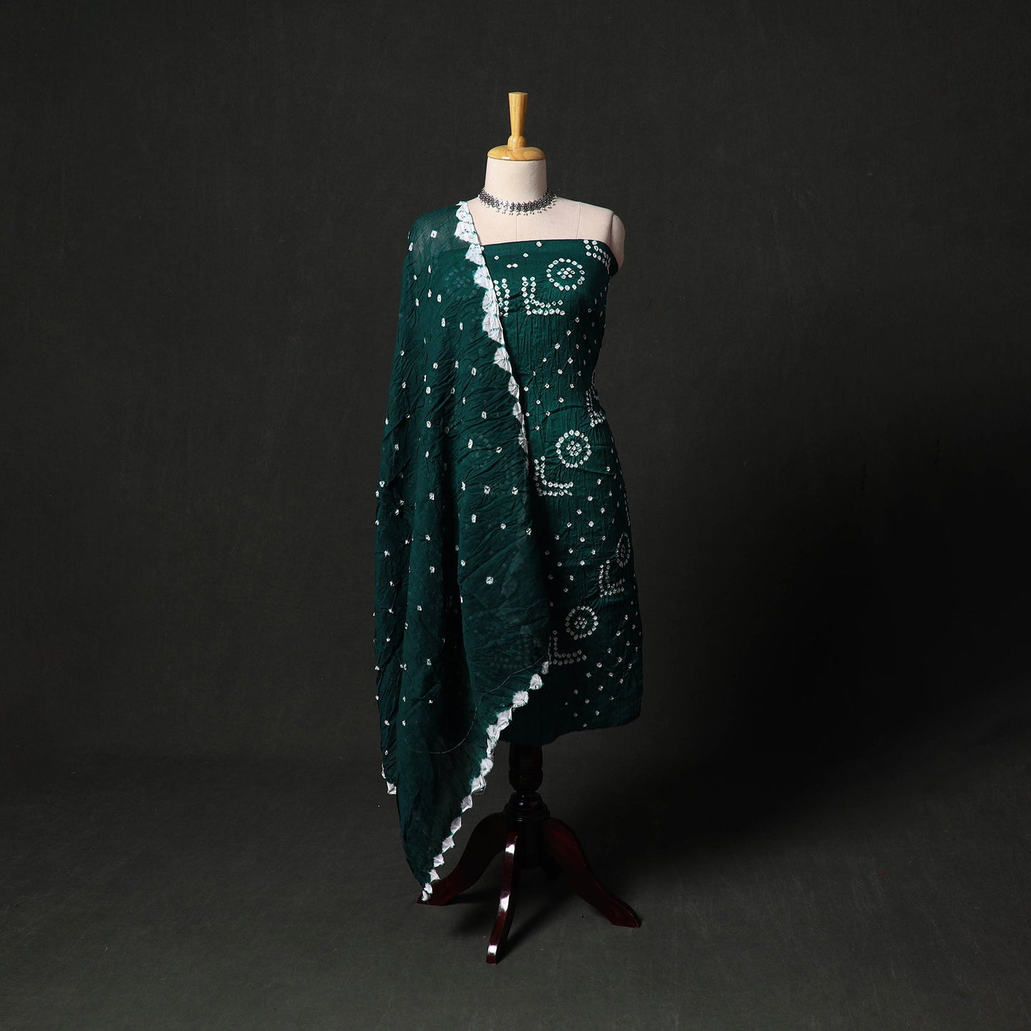 Kutch tie-dye satin cotton bandhani 3pc unstitched dress