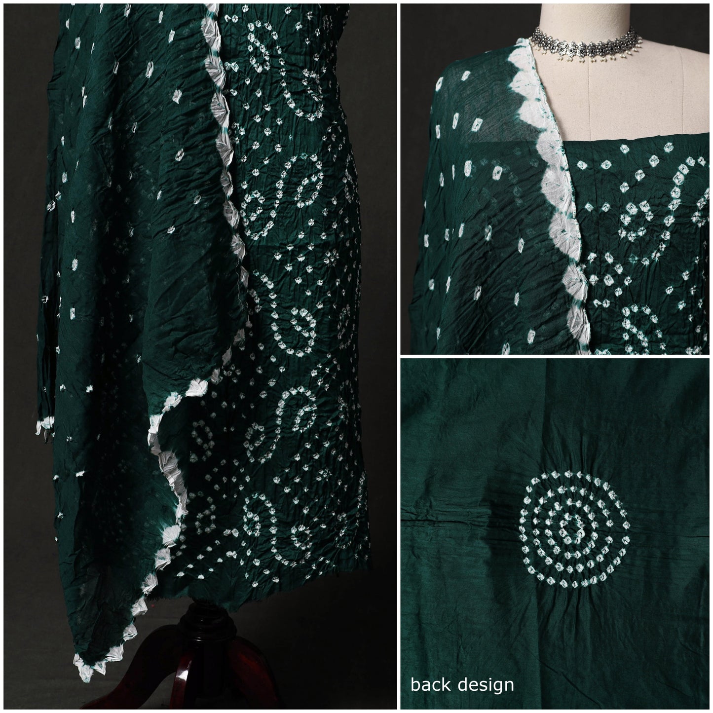 Kutch tie-dye satin cotton bandhani 3pc unstitched dress