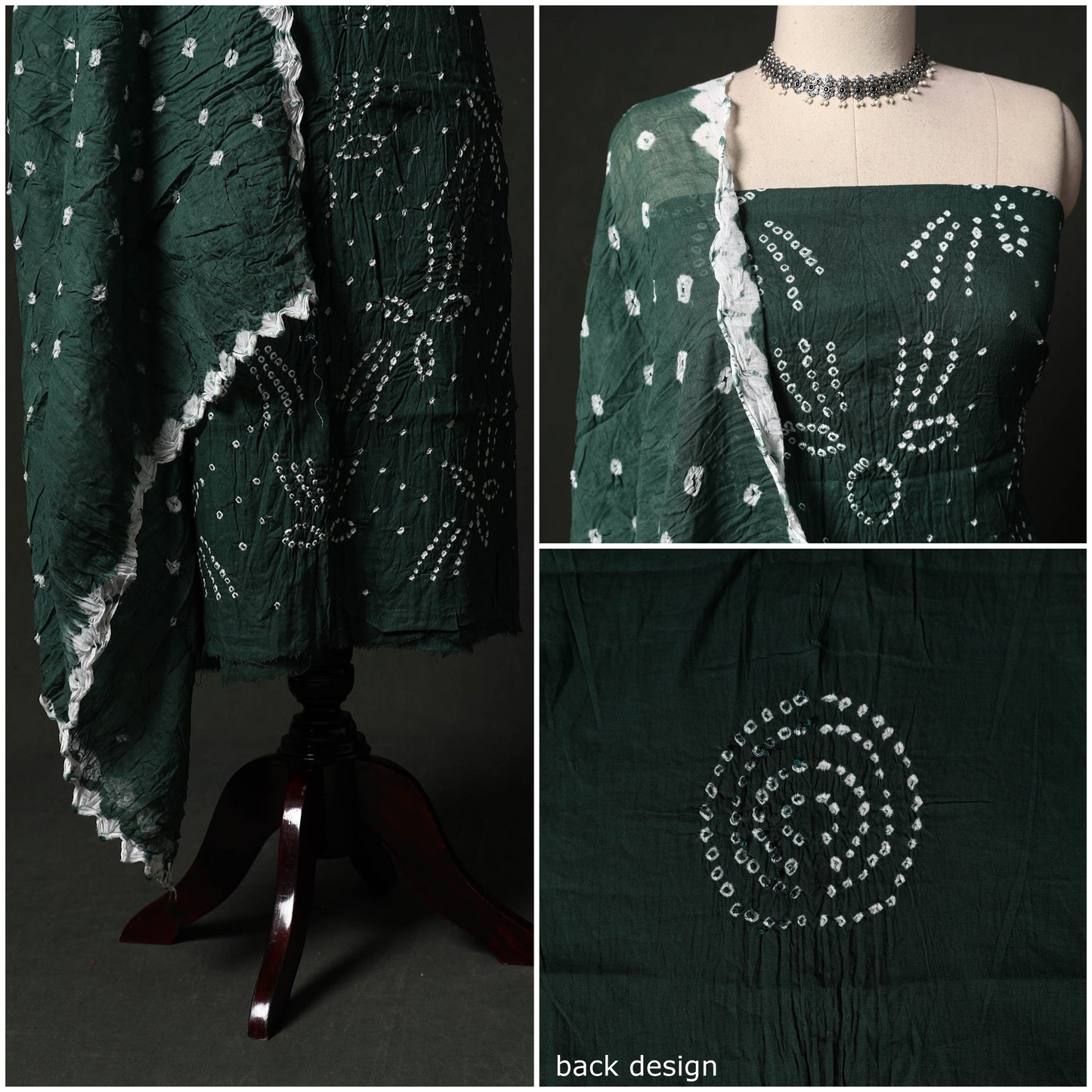 Kutch tie-dye satin cotton bandhani 3pc unstitched dress