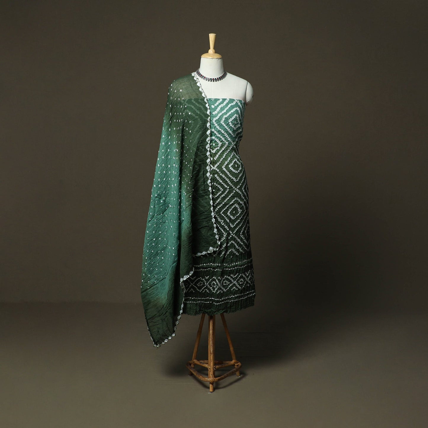 Kutch tie-dye satin cotton bandhani 3pc unstitched dress