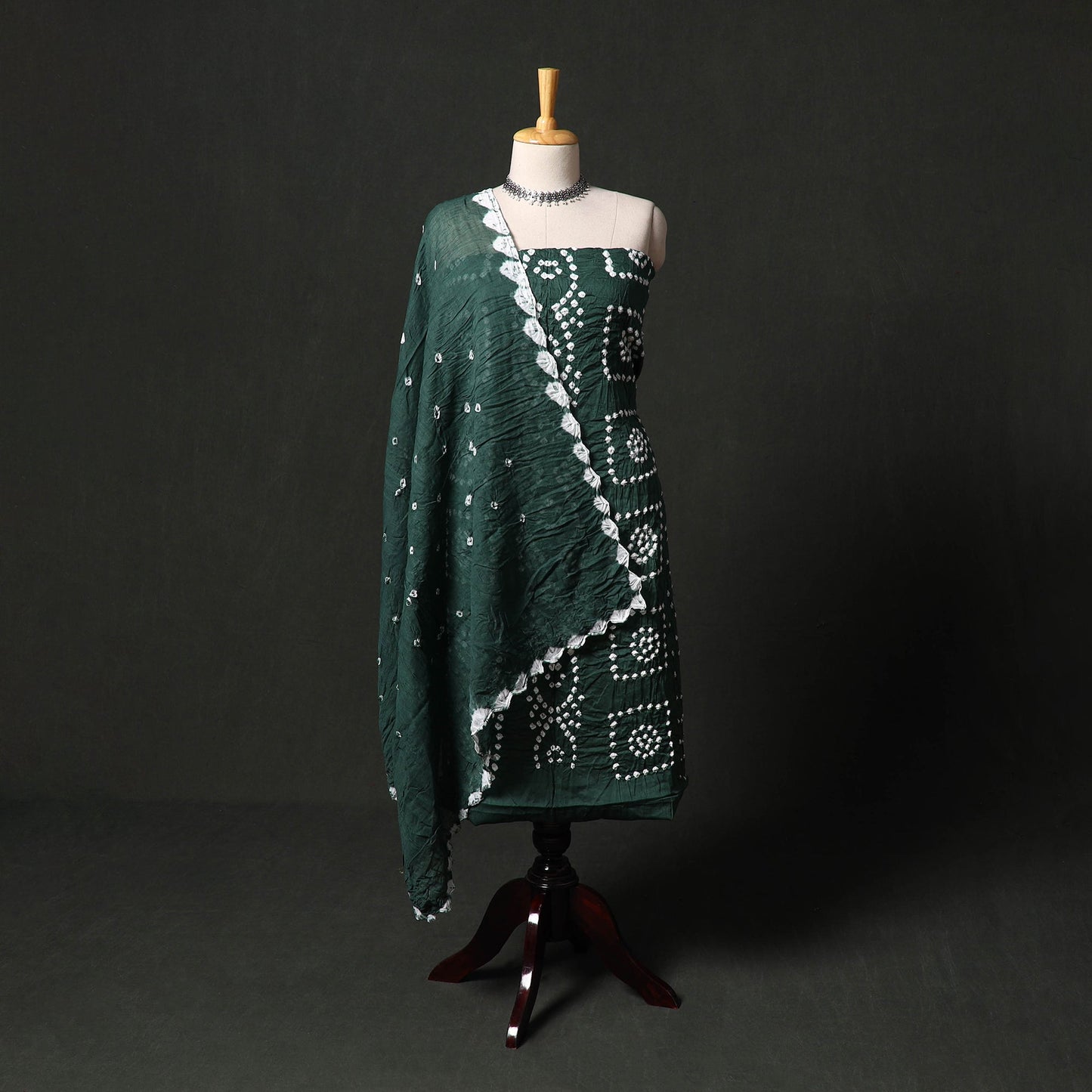 Kutch tie-dye satin cotton bandhani 3pc unstitched dress