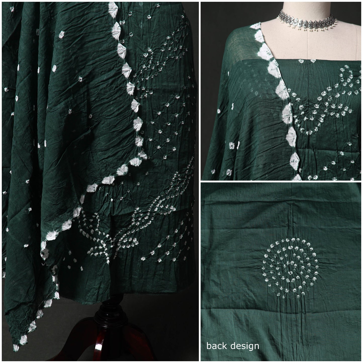 Kutch tie-dye satin cotton bandhani 3pc unstitched dress