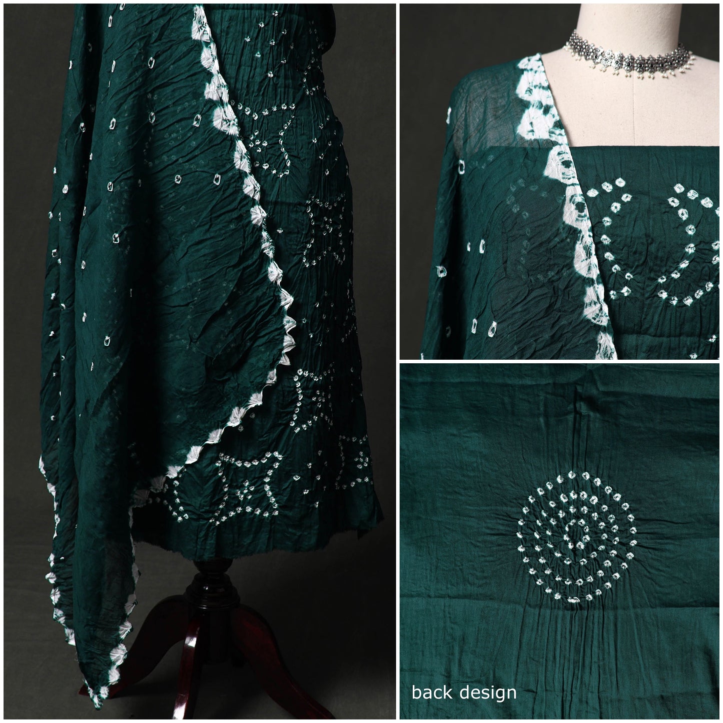 Kutch tie-dye satin cotton bandhani 3pc unstitched dress