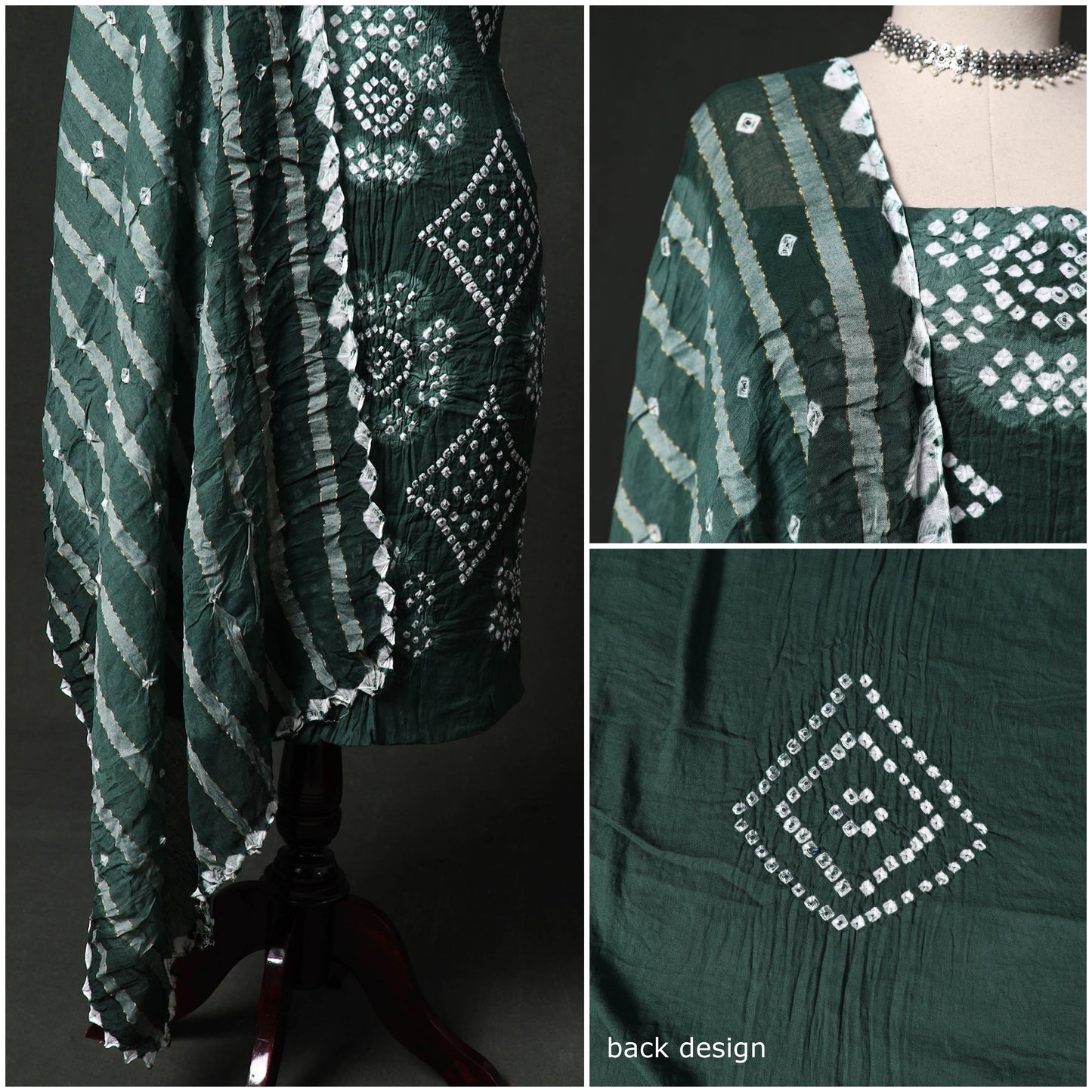 Kutch tie-dye satin cotton bandhani 3pc unstitched dress