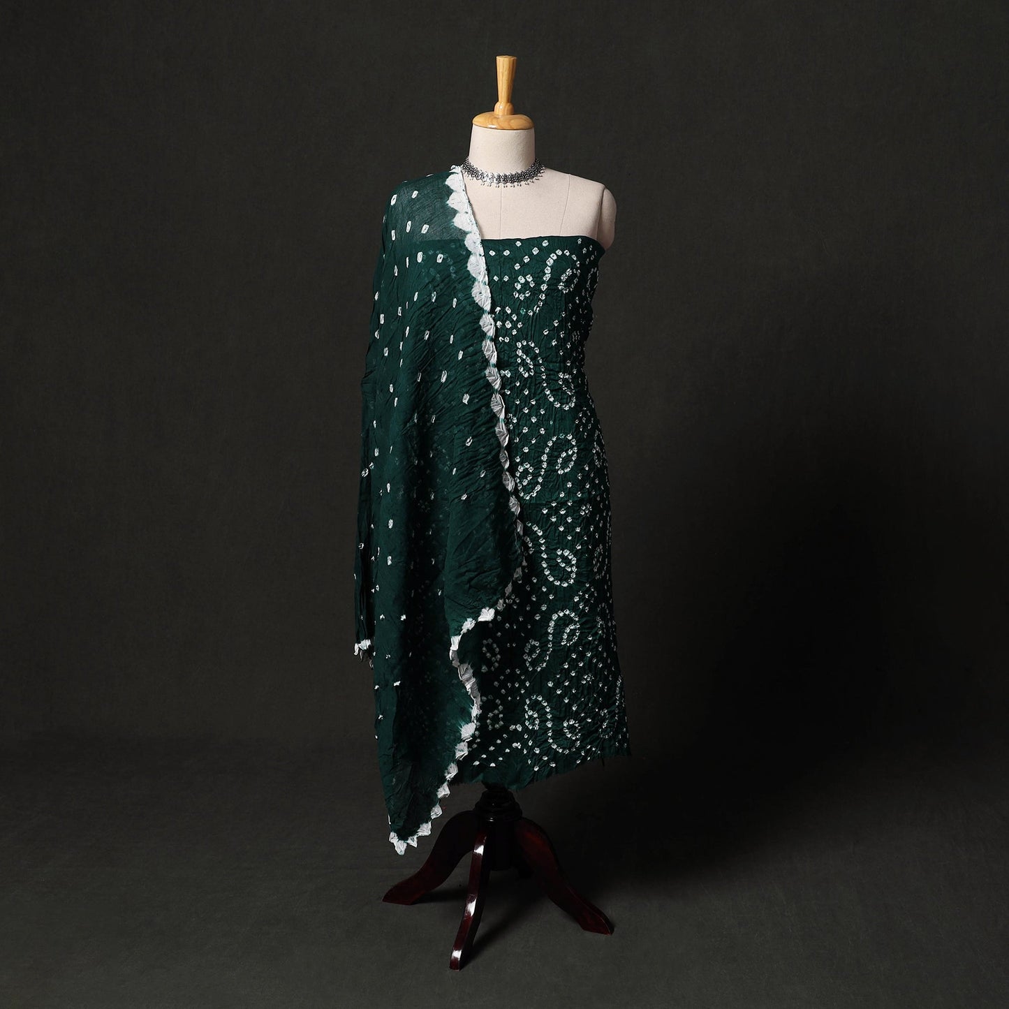 Kutch tie-dye satin cotton bandhani 3pc unstitched dress