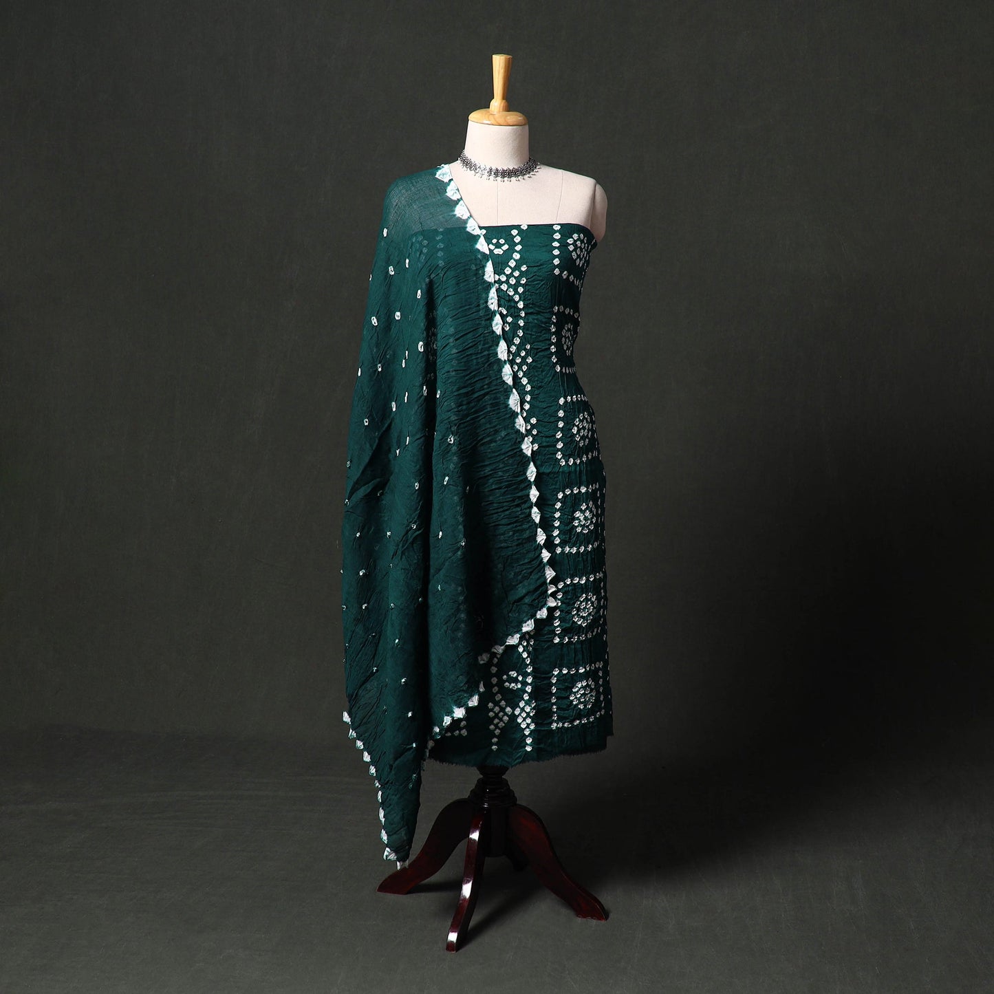Kutch tie-dye satin cotton bandhani 3pc unstitched dress