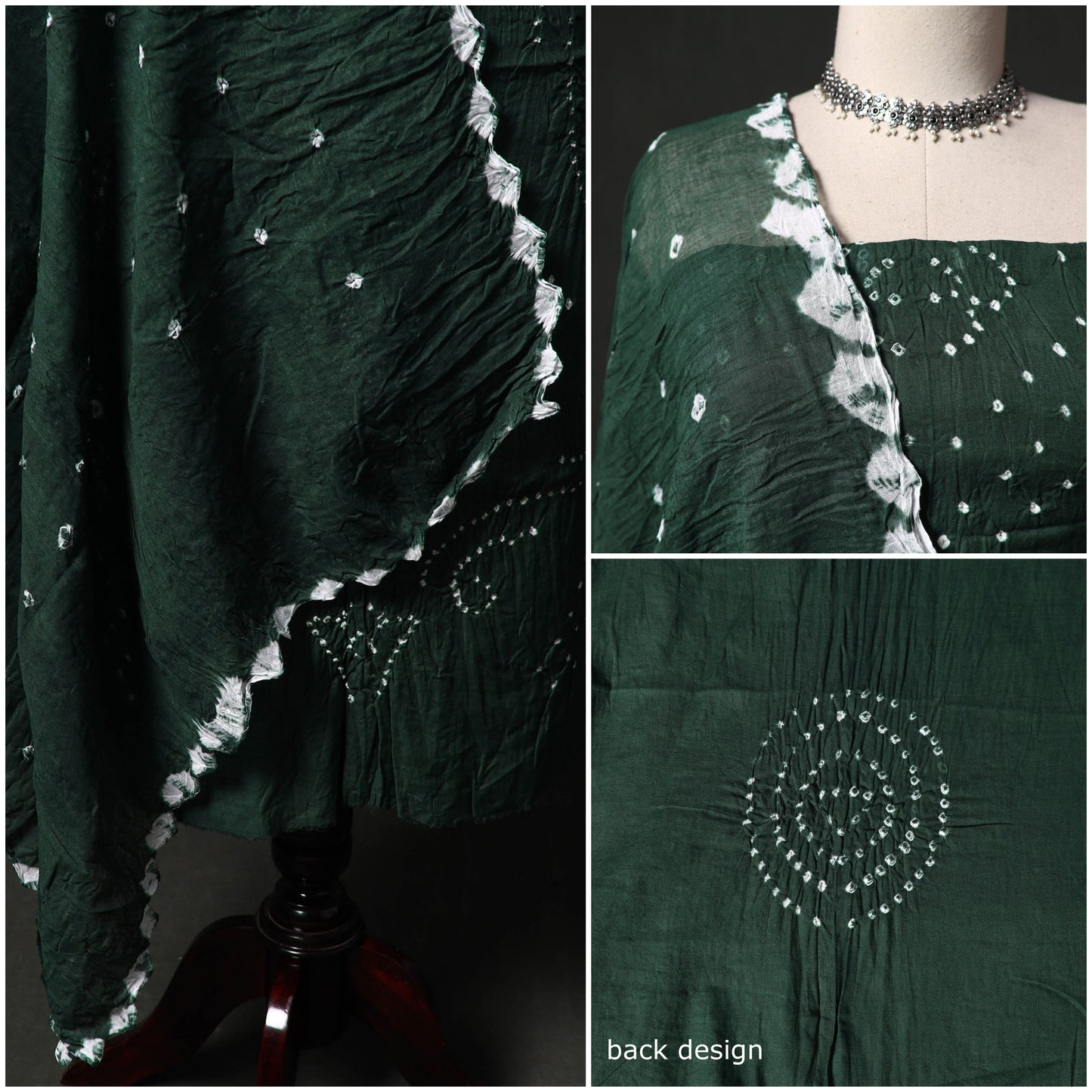 Kutch tie-dye satin cotton bandhani 3pc unstitched dress