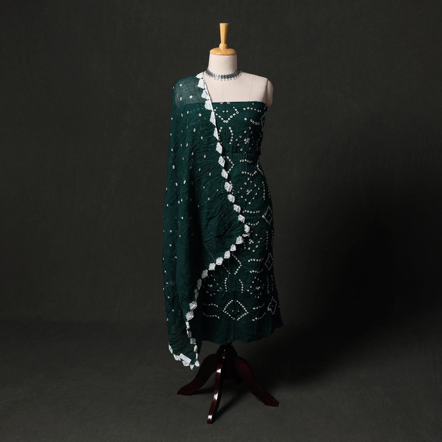 Kutch tie-dye satin cotton bandhani 3pc unstitched dress