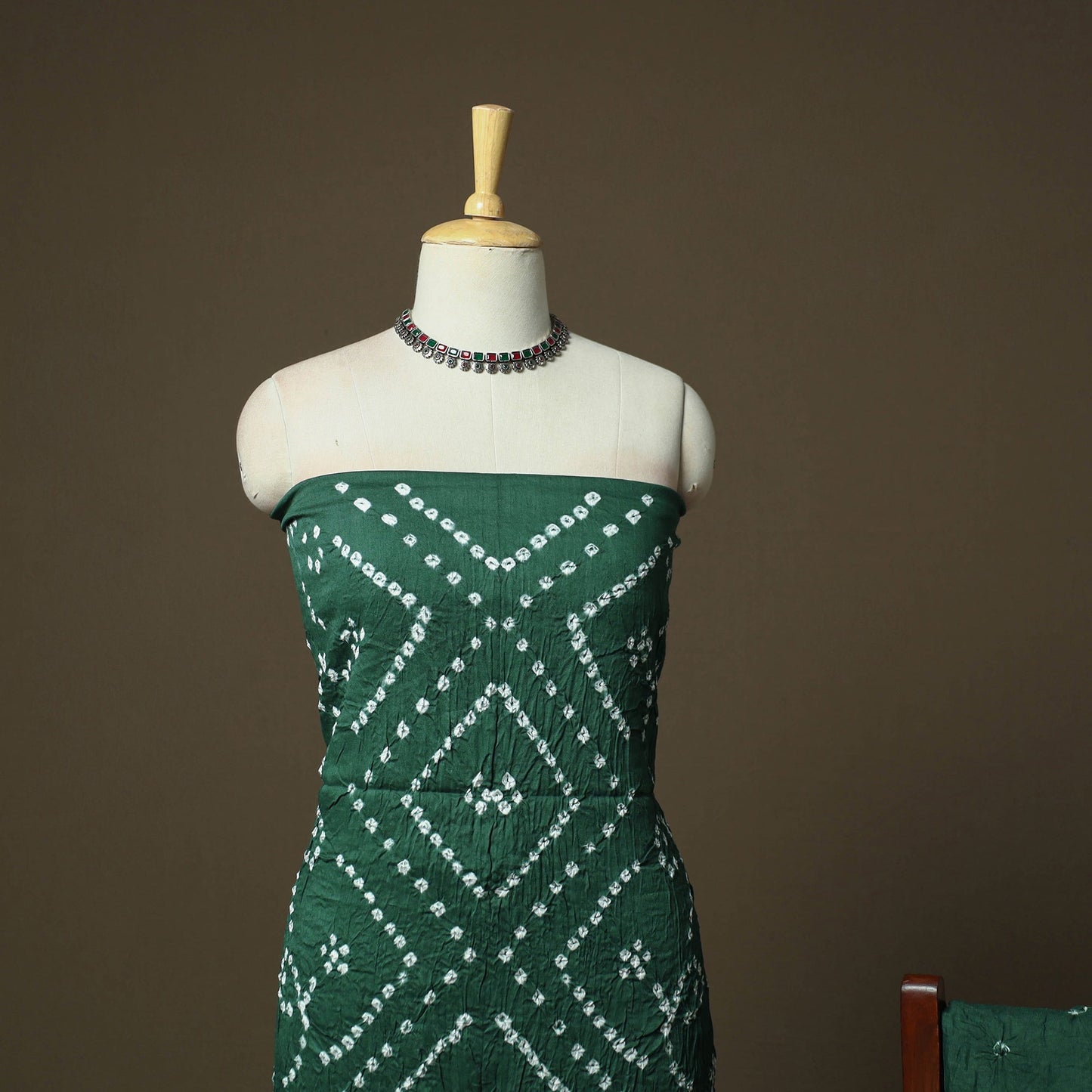 Kutch tie-dye satin cotton bandhani 3pc unstitched dress