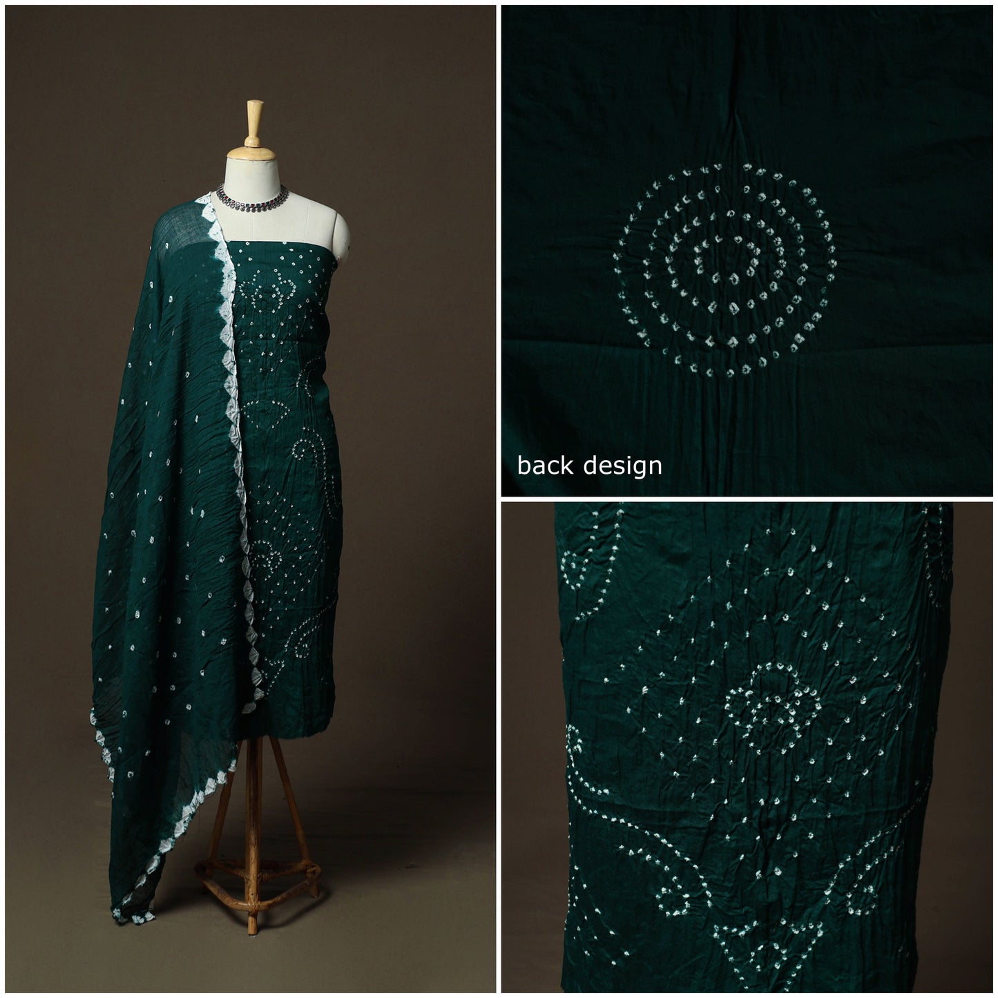 Kutch tie-dye satin cotton bandhani 3pc unstitched dress