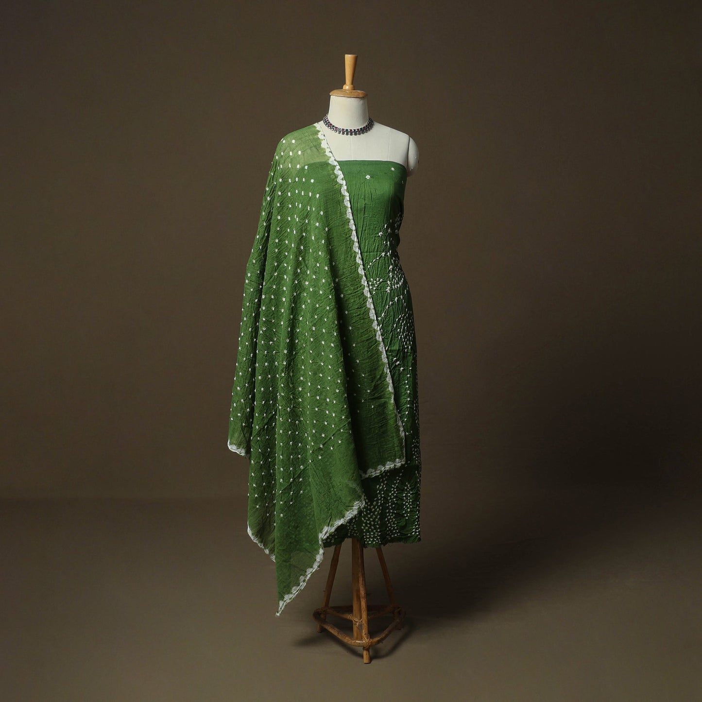 Kutch tie-dye satin cotton bandhani 3pc unstitched dress