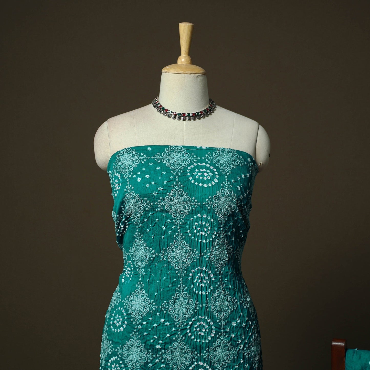 Kutch tie-dye satin cotton bandhani 3pc unstitched dress