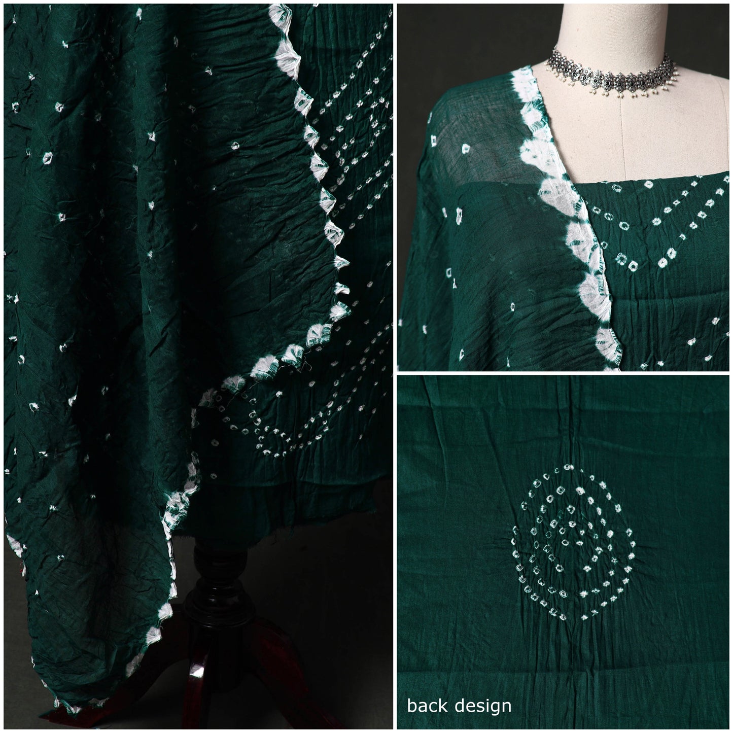 Kutch tie-dye satin cotton bandhani 3pc unstitched dress