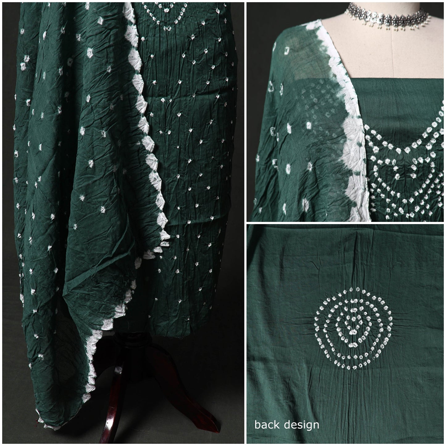 Kutch tie-dye satin cotton bandhani 3pc unstitched dress