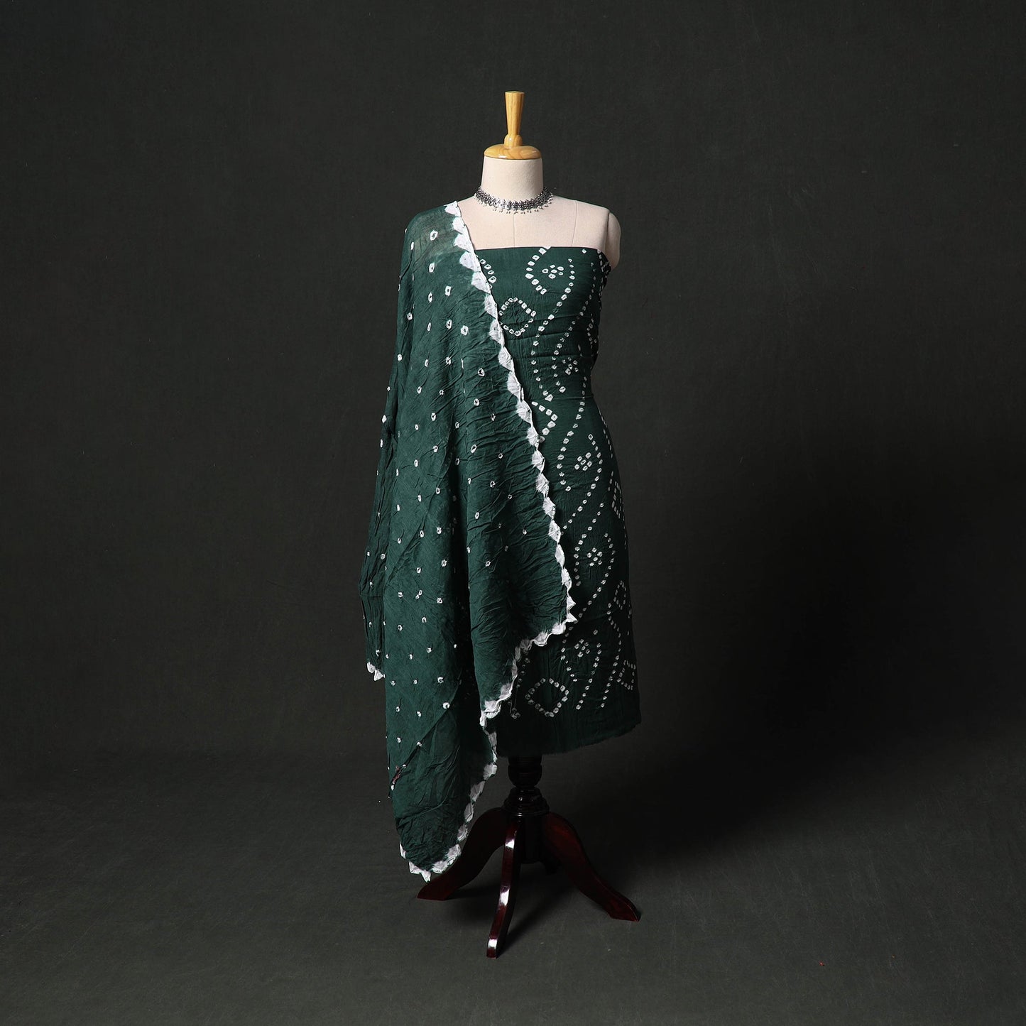 Kutch tie-dye satin cotton bandhani 3pc unstitched dress