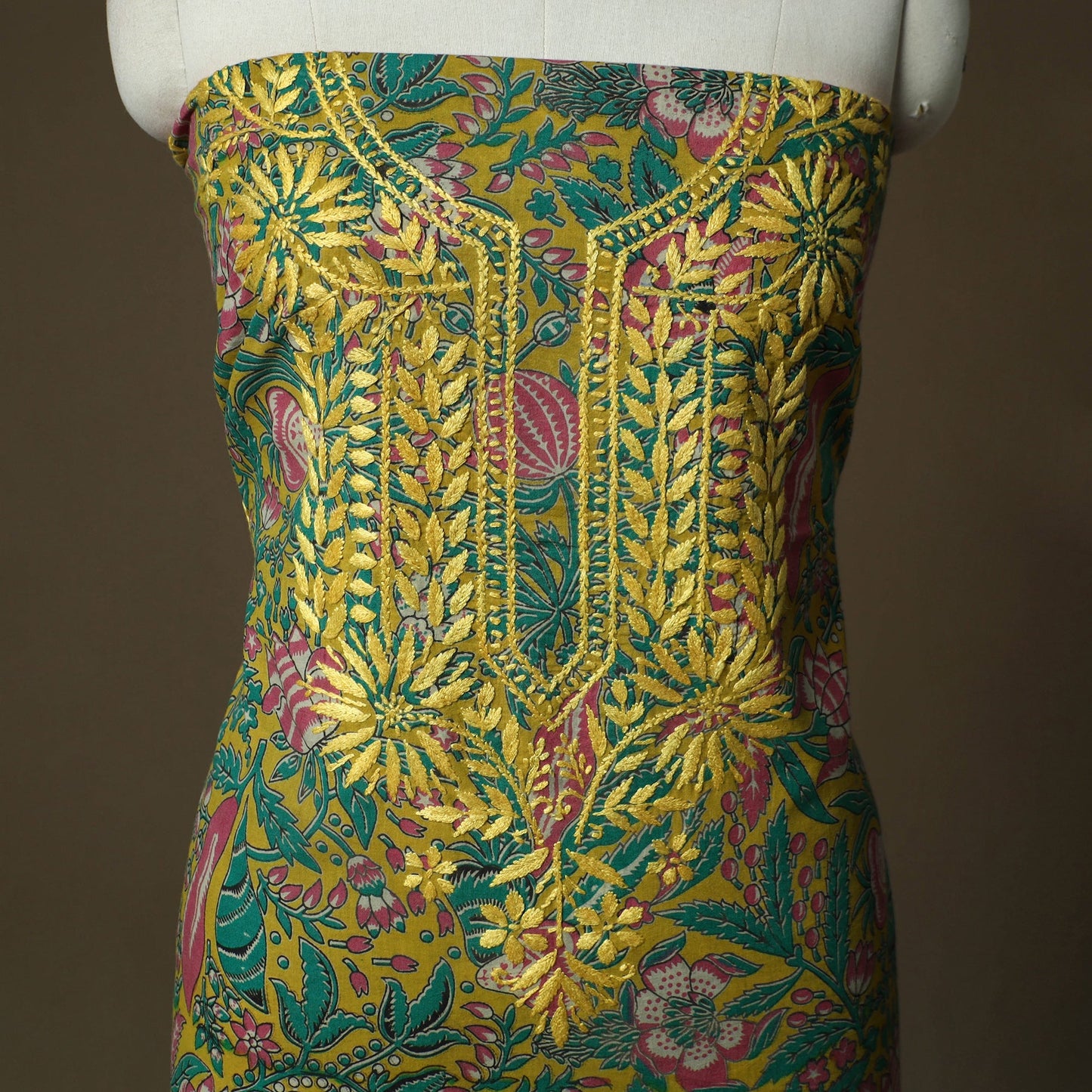 Lucknowi chikankari hand work kalamkari unstitched kurta