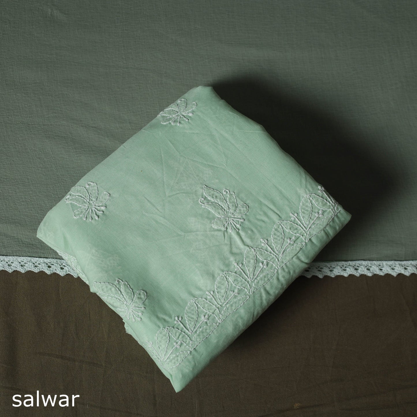 Lucknowi hand embroidered cotton chikankari 3pc unstitched
