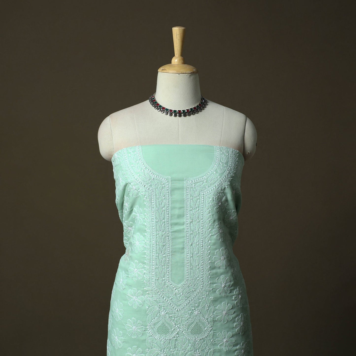 Lucknowi hand embroidered cotton chikankari 3pc unstitched