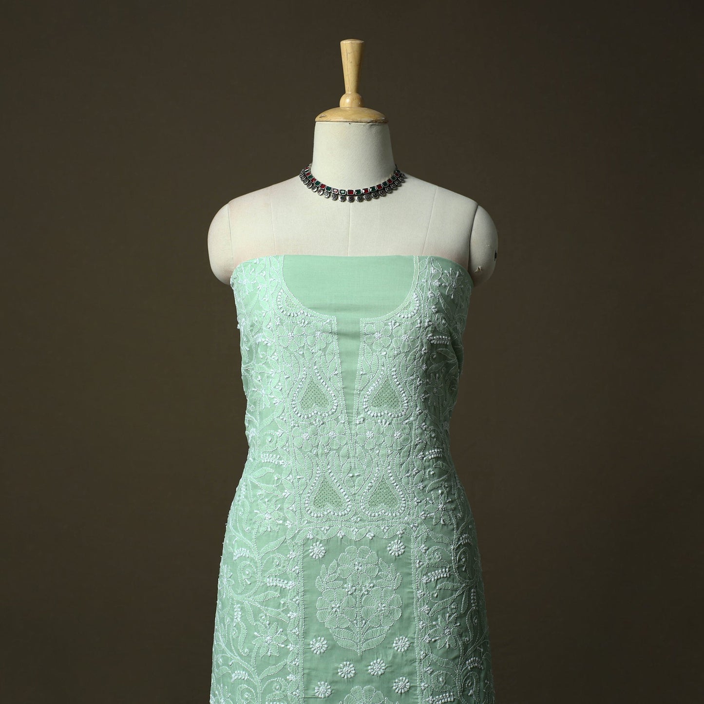 Lucknowi hand embroidered cotton chikankari 3pc unstitched