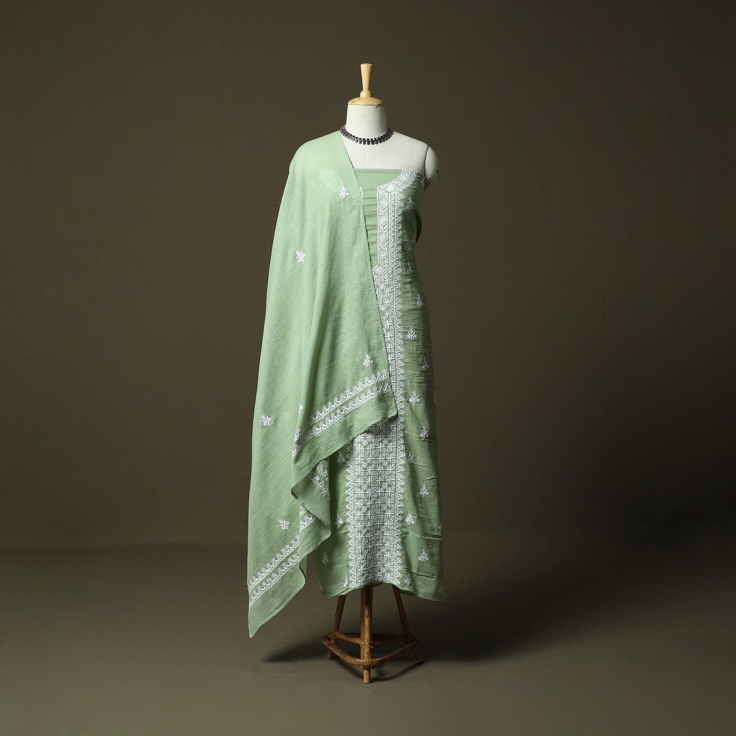 Lucknowi hand embroidered kota doria cotton chikankari 2pc