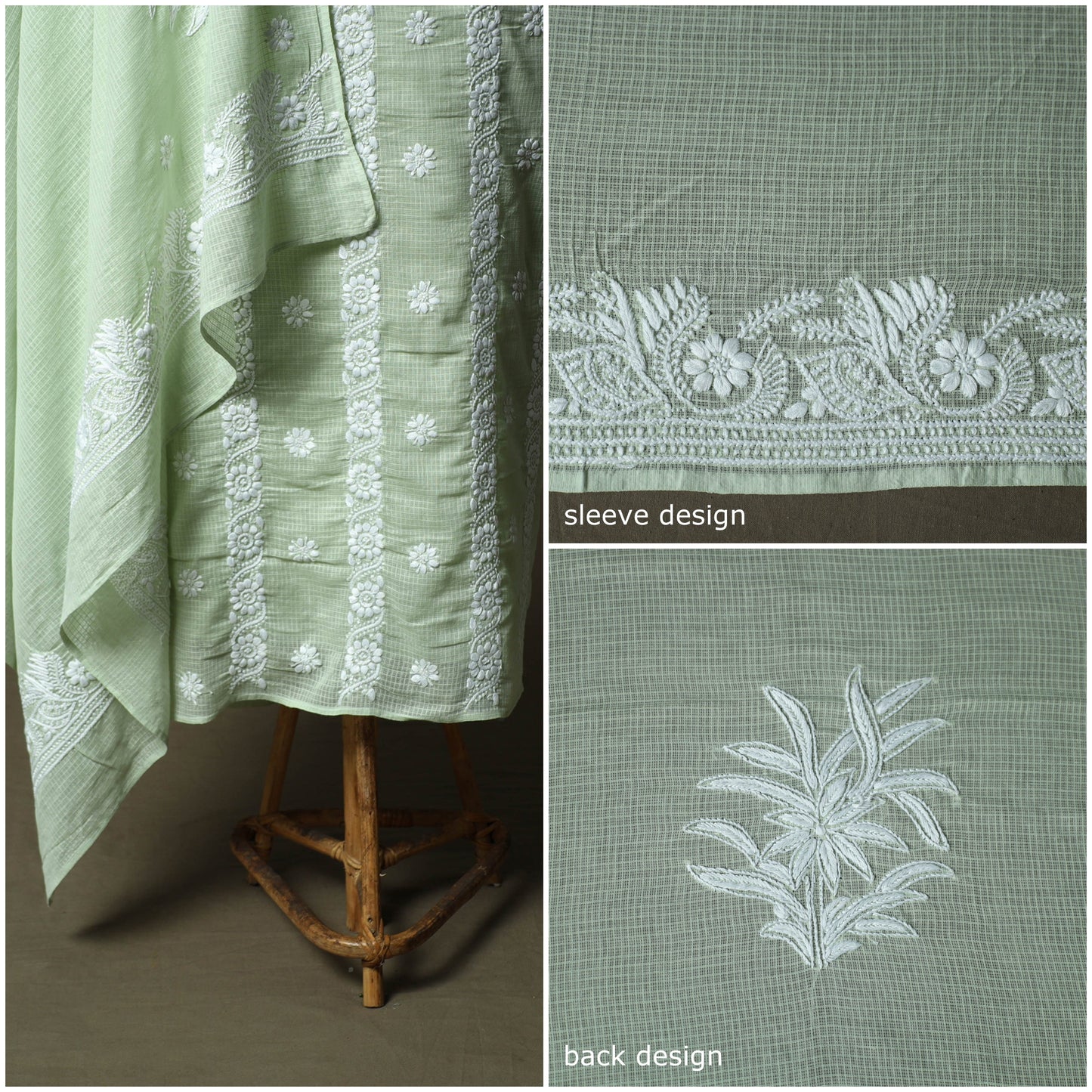Lucknowi hand embroidered kota doria cotton chikankari 2pc
