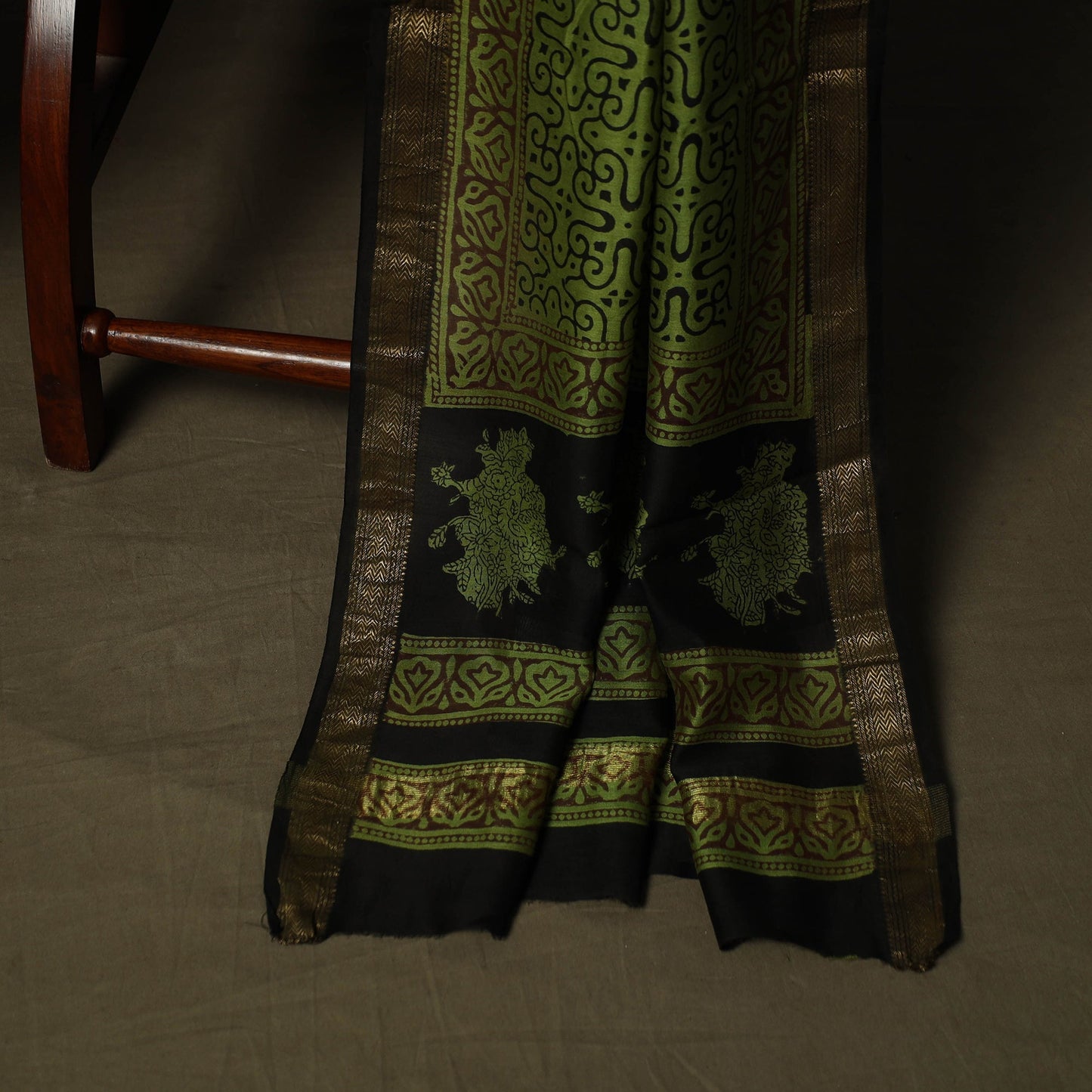 Maheshwari silk hand block bagru print 3pc unstitched dress