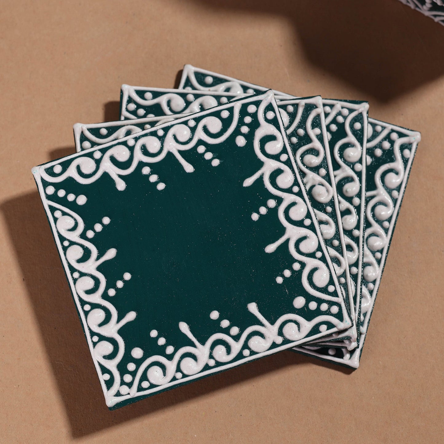 Mandana Art Handpainted Paper Mache Coasters