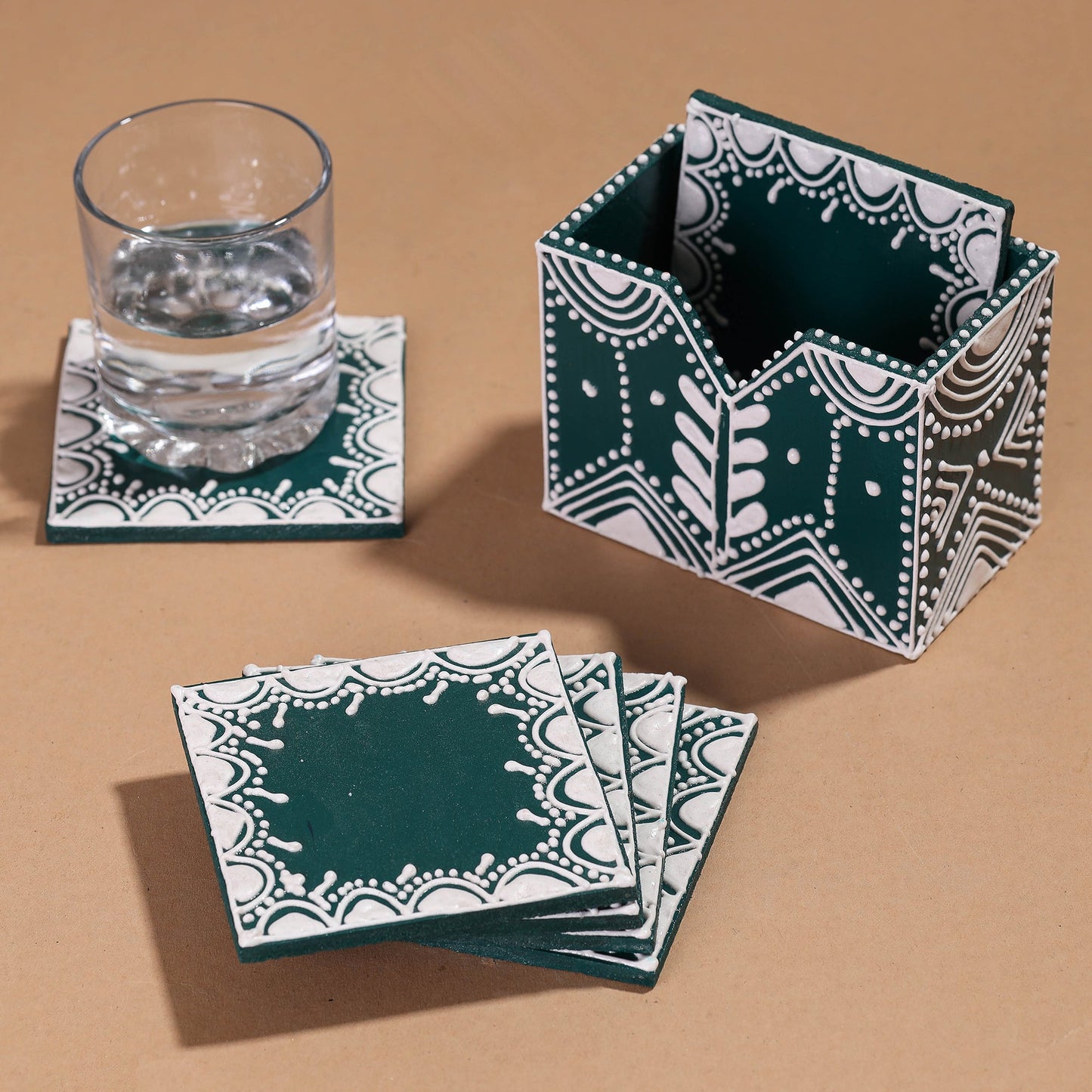Mandana Art Handpainted Paper Mache Coasters