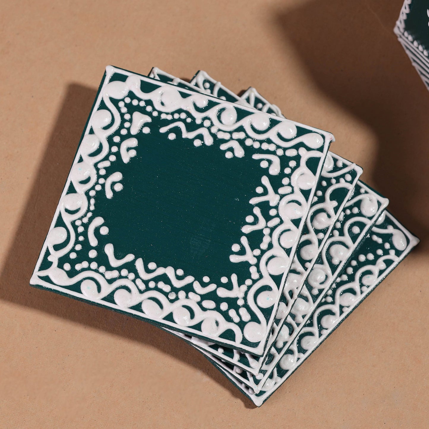 Mandana Art Handpainted Paper Mache Coasters