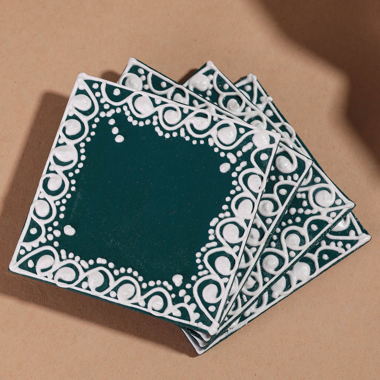 Mandana Art Handpainted Paper Mache Coasters