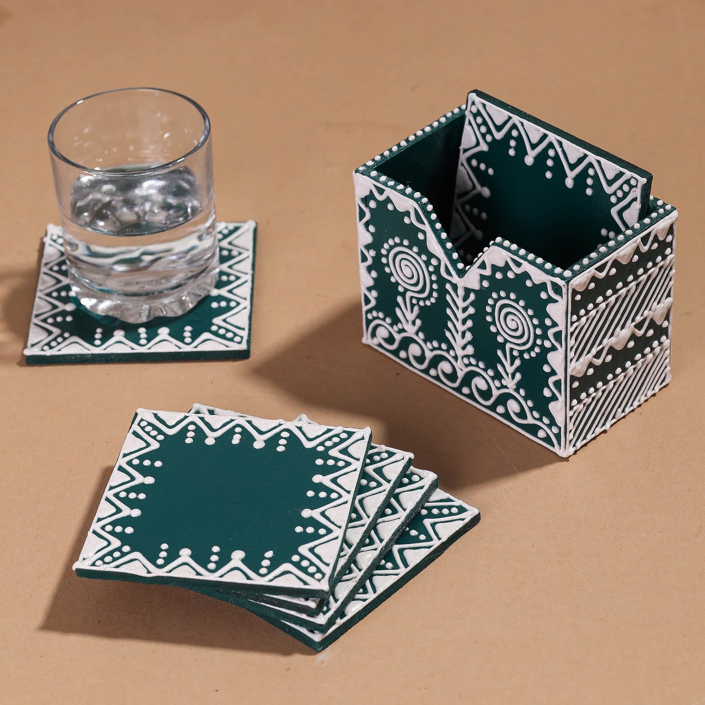 Mandana Art Handpainted Paper Mache Coasters