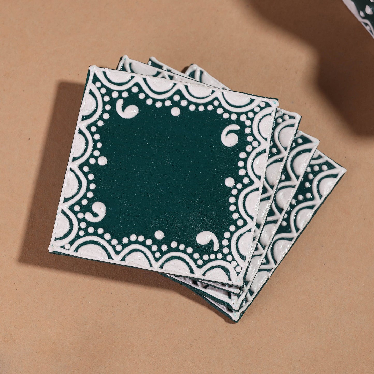 Mandana Art Handpainted Paper Mache Coasters