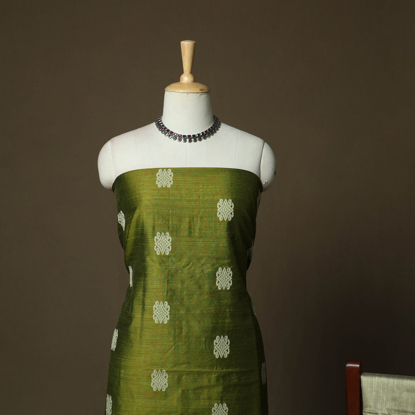 Mangalagiri silk cotton thread work 3pc unstitched dress