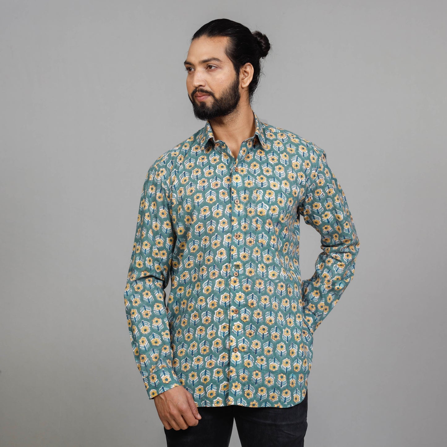 Sanganeri Block Printing Cotton Full Sleeve Shirt