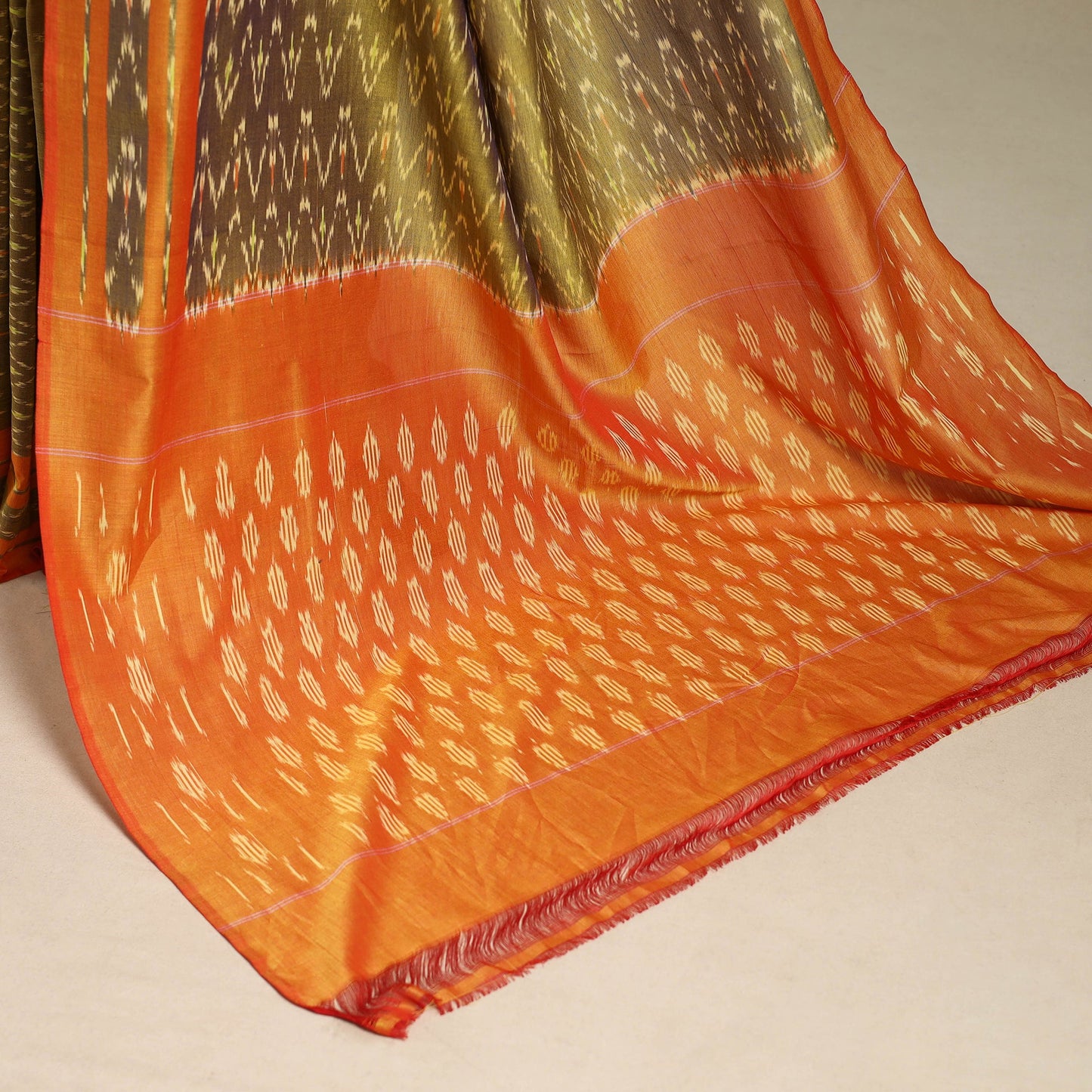 Green - mercerised cotton handloom pochampally ikat saree