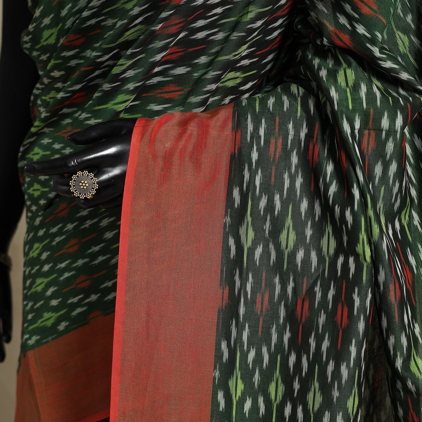 Green - mercerised cotton handloom pochampally ikat saree