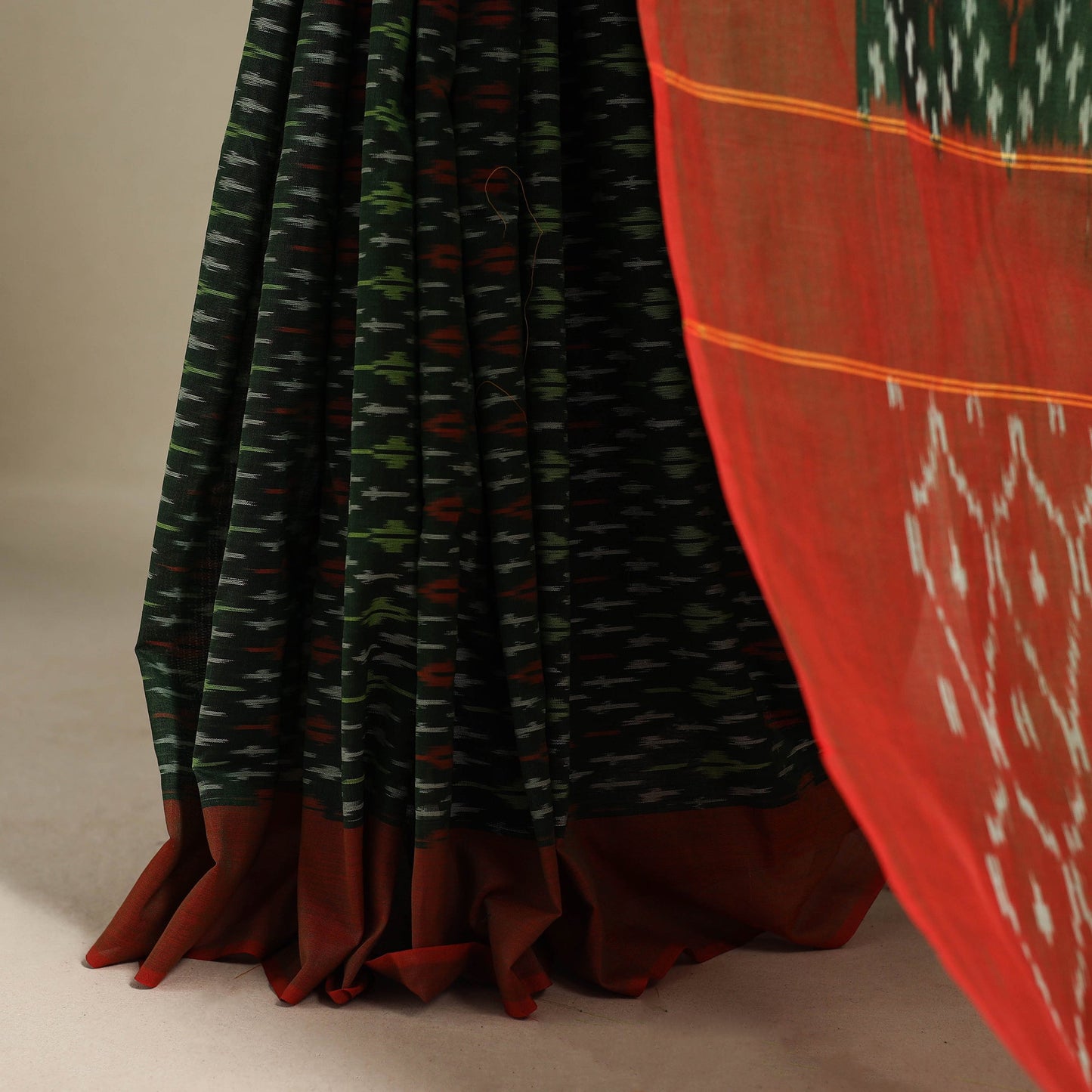 Green - mercerised cotton handloom pochampally ikat saree
