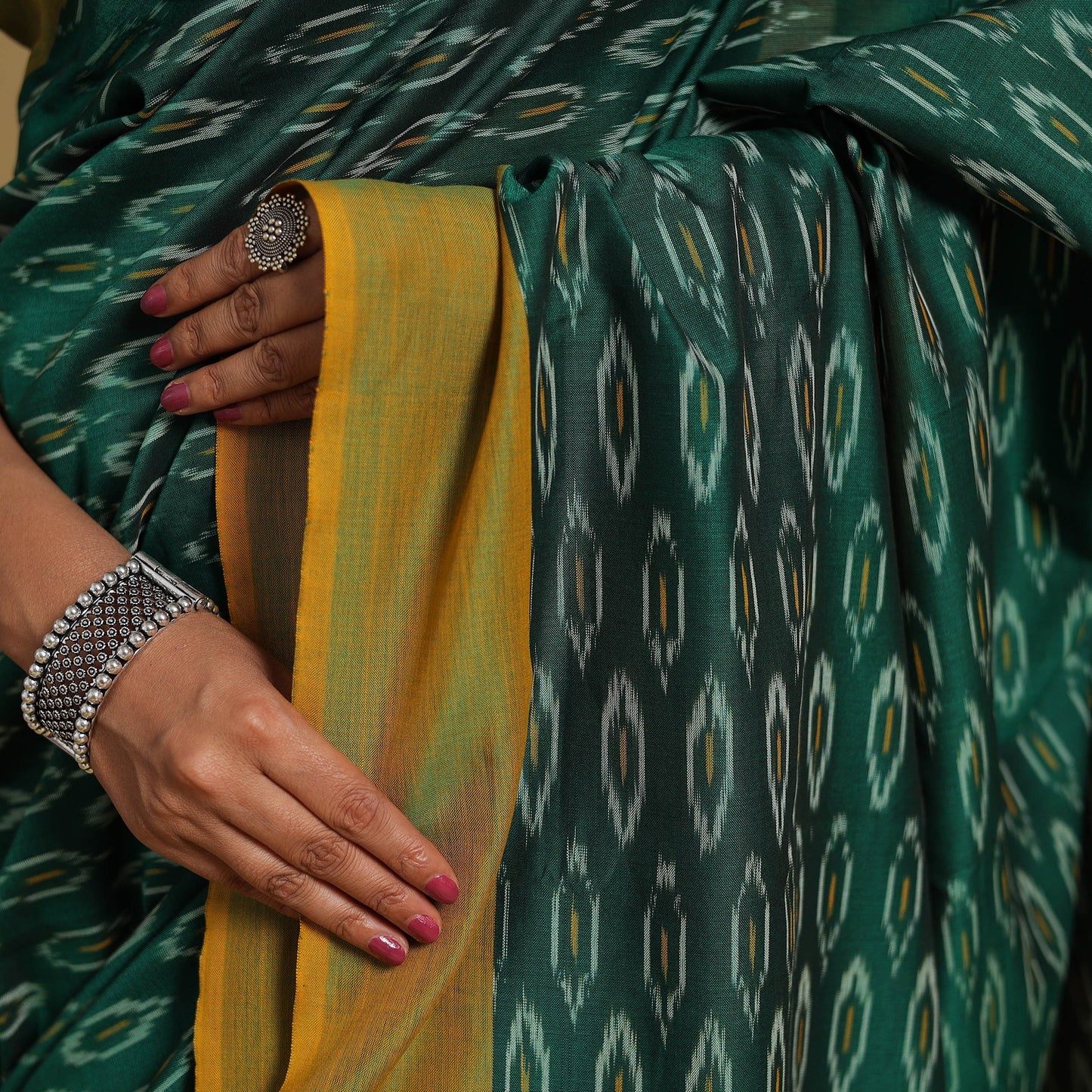 Mercerised Cotton Handloom Pochampally Ikat Saree