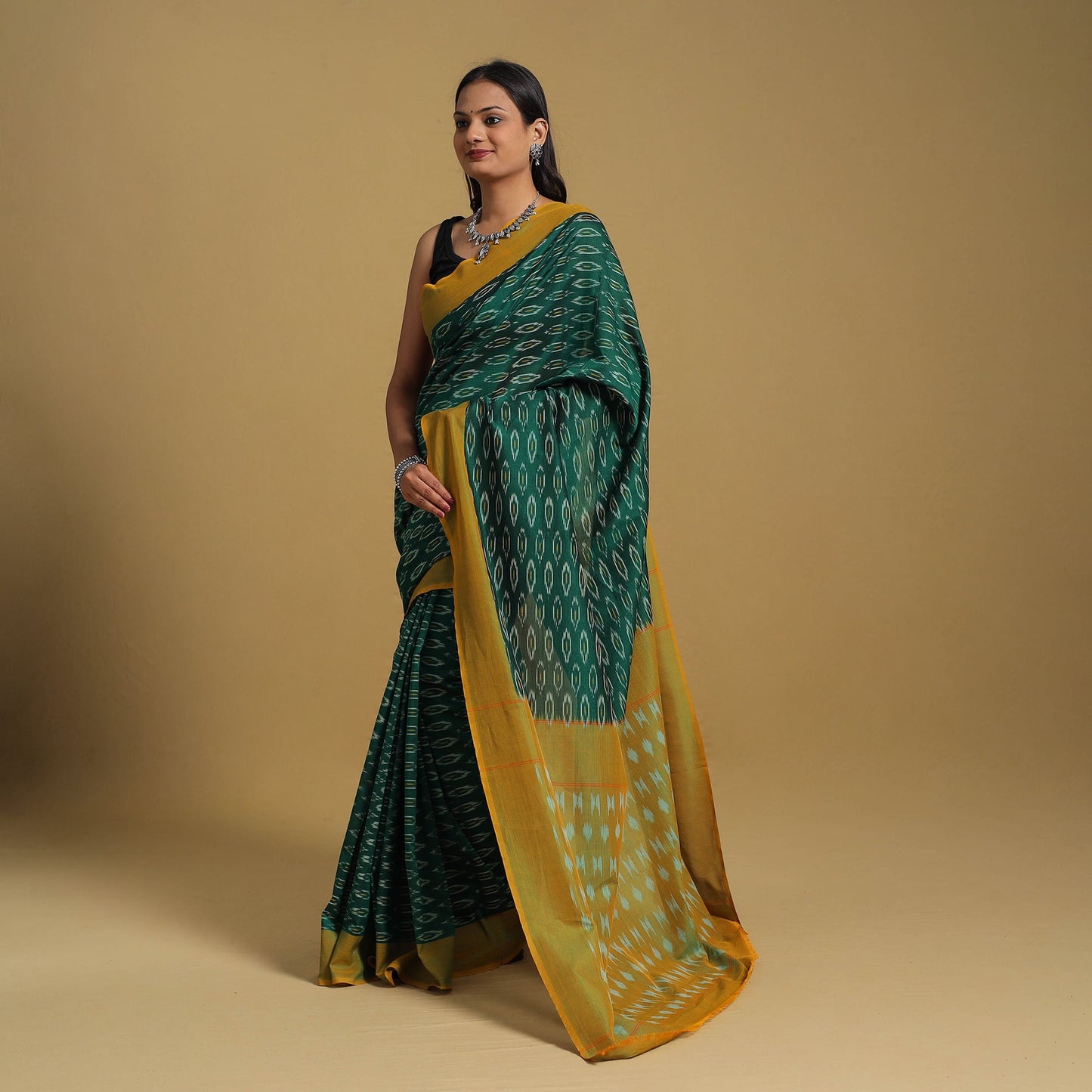 Mercerised Cotton Handloom Pochampally Ikat Saree